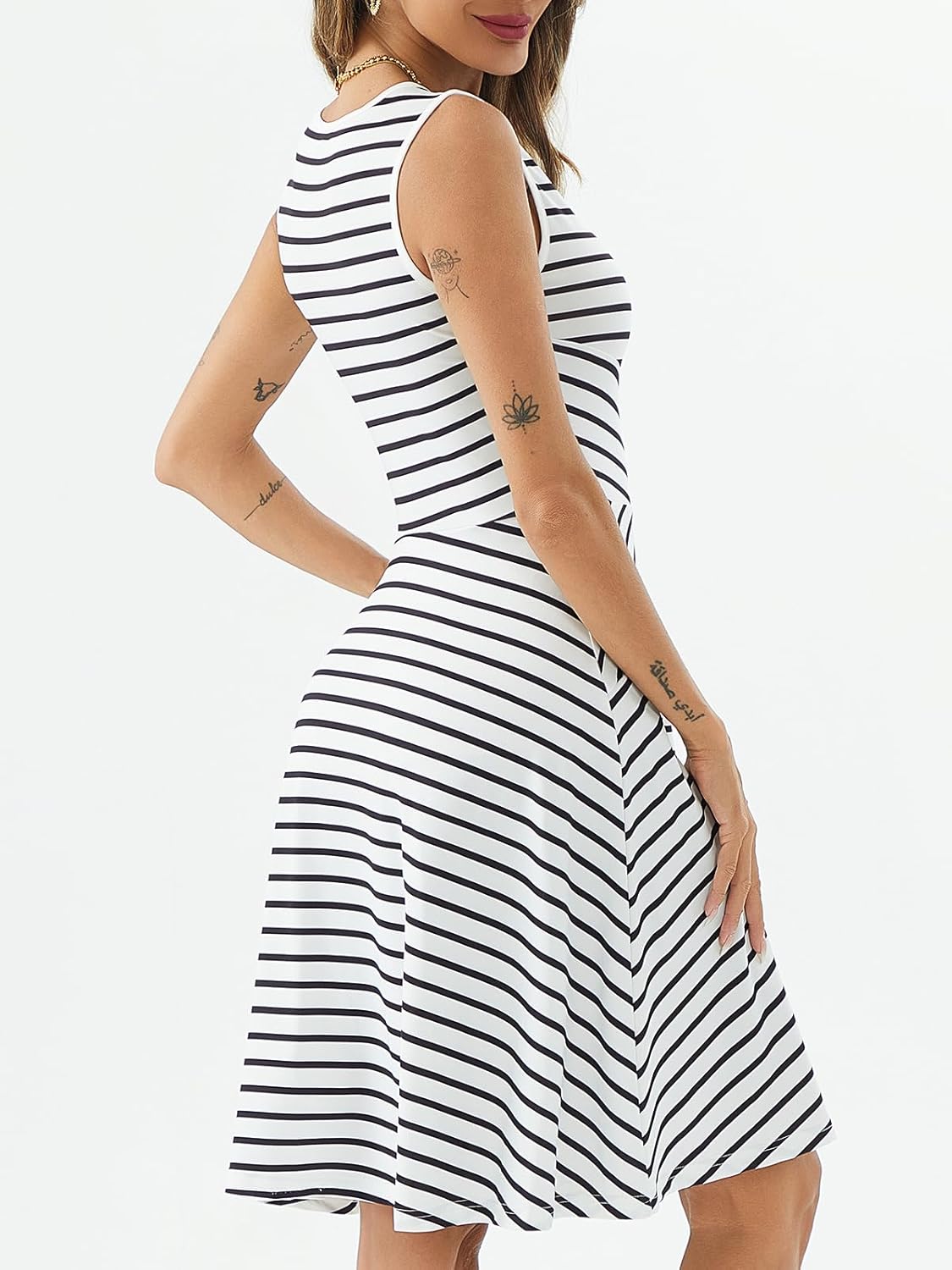 PerZeal Women's Summer Casual Dresses 2025 Sleeveless Striped Mini Dress High Waisted A Line Party Dresses - Image 5