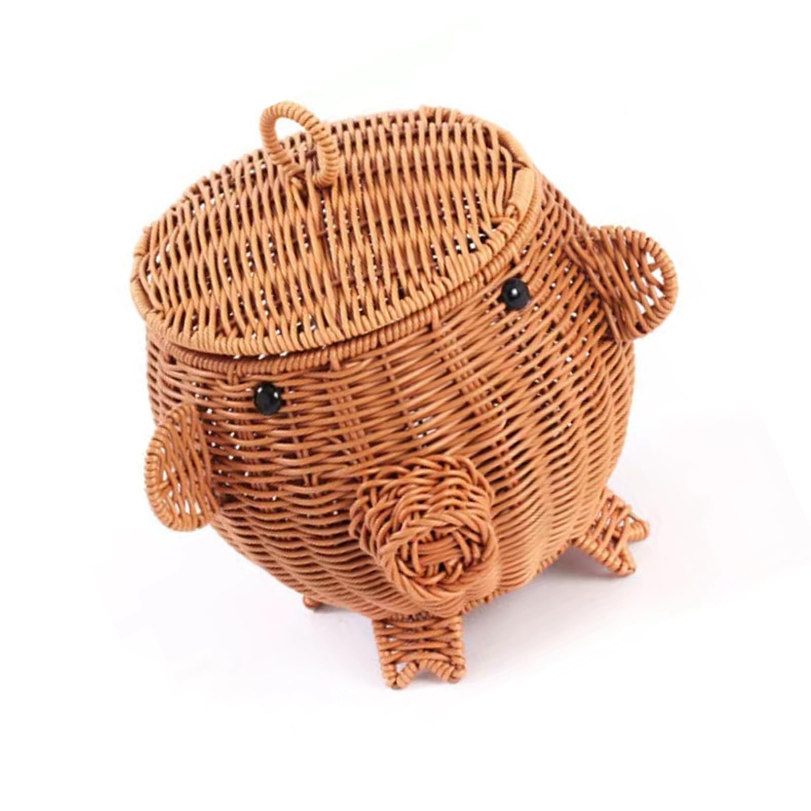 Woven Pigs Basket for Organizing Toy Snacks and Flower with Comfortable Handle Practical Storage Container Lovely Swine Interlaced Basket