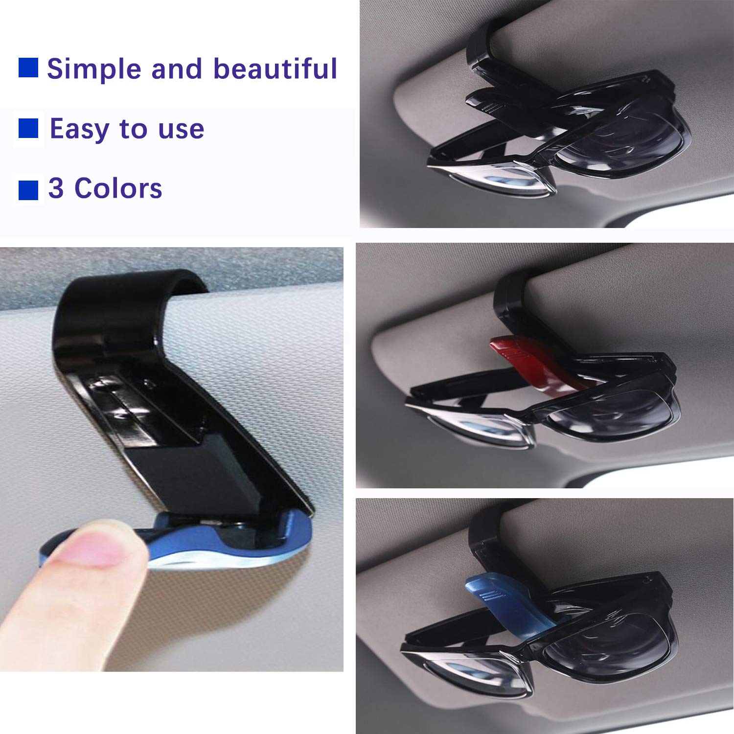 VBGURR 2-delige brillenhouder voor in de auto, modieuze brillenhouder
