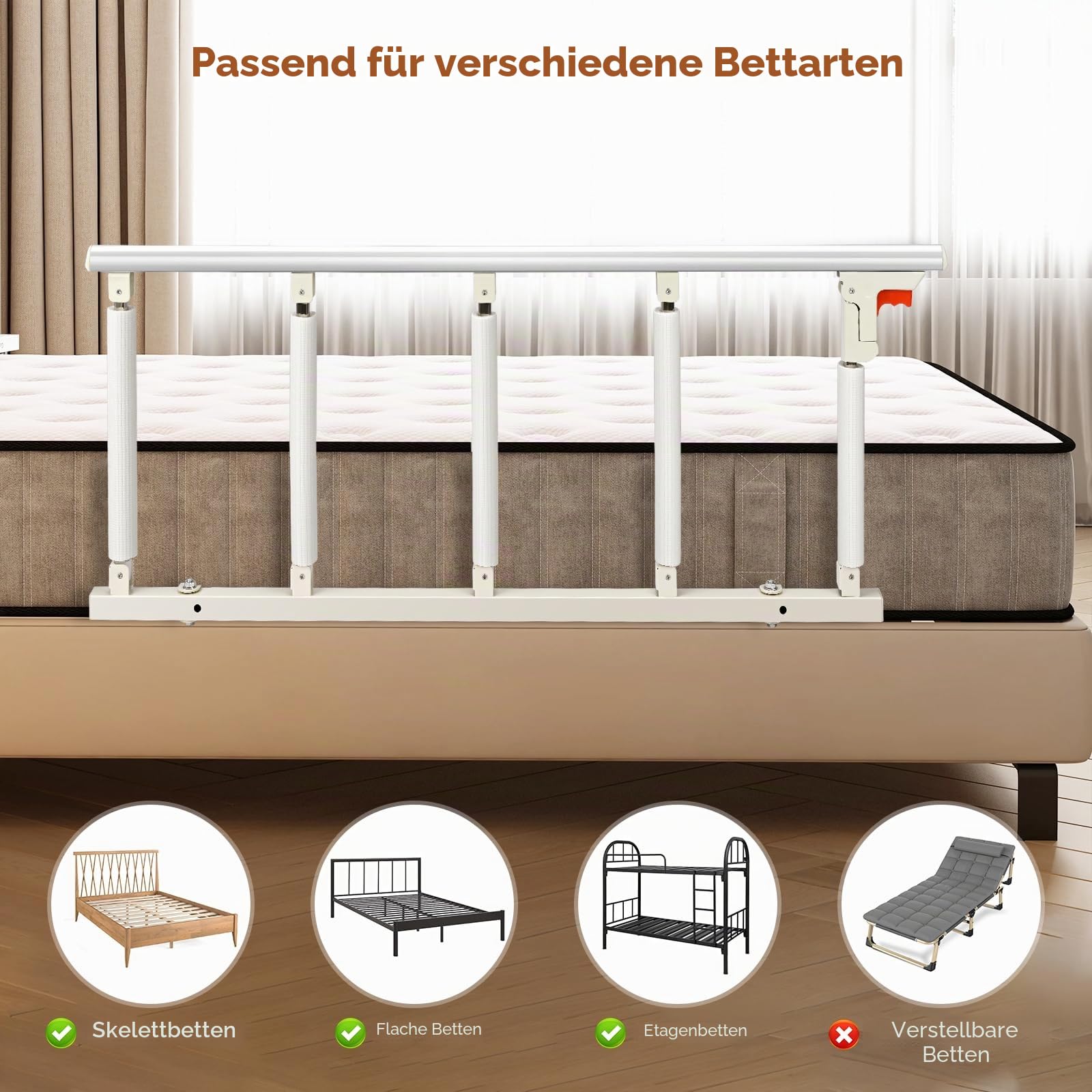 Bettgitter, faltbar, Sicherheitsgitter für ältere Menschen, Sicherheitsbettschiene, Sturzschutz, für ältere Menschen mit Behinderungen (118 x 45 cm)