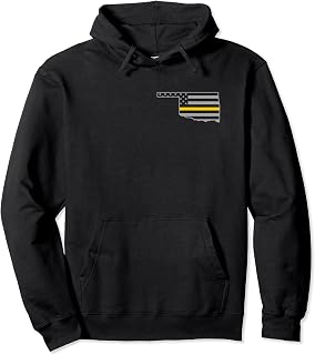 Oklahoma Thin Gold Line Flag Police Operator 911 Dispatcher Pullover Hoodie