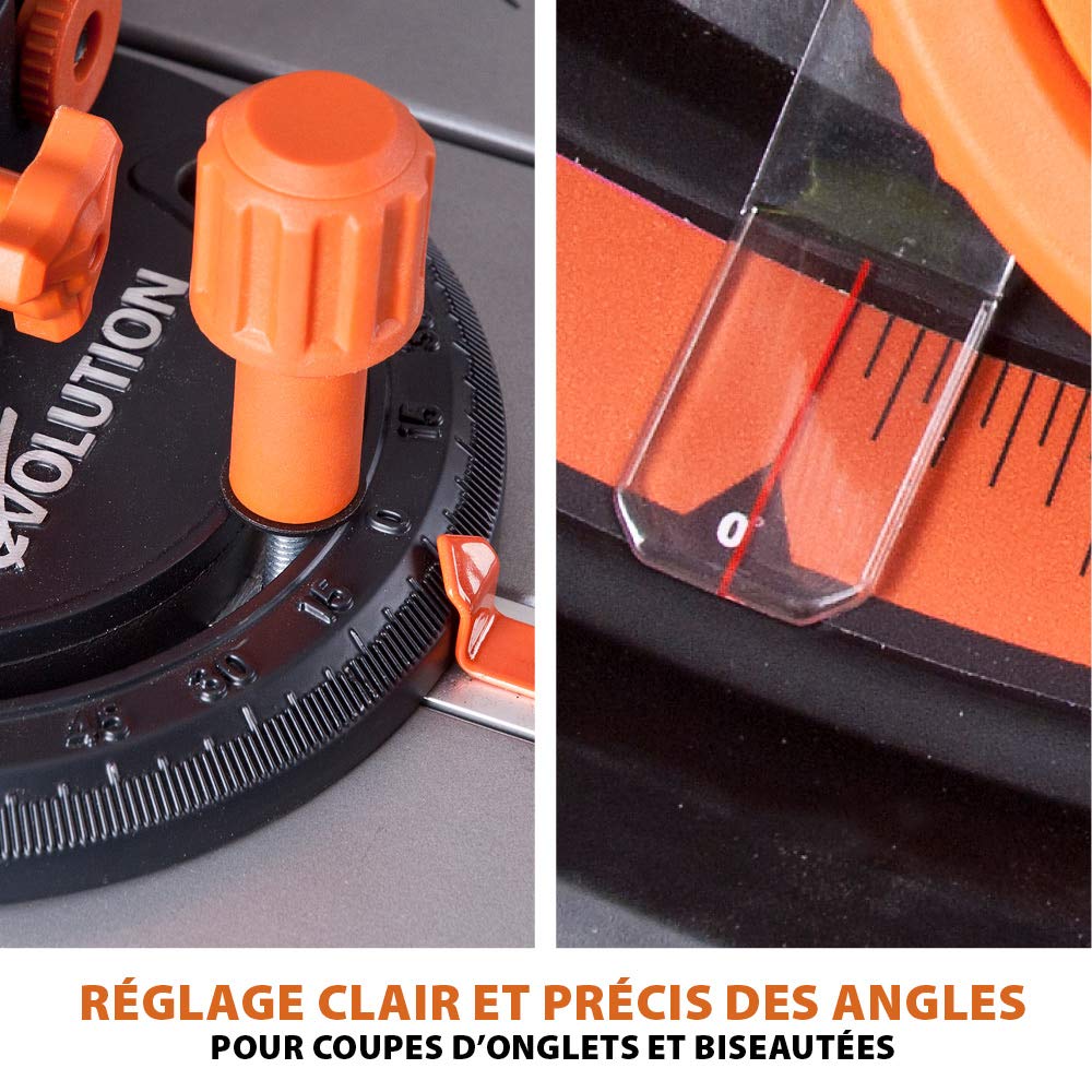 Evolution Power Tools Scie Circulaire Sur Table Rage 5-S 255 mm 1500 W Lame TCT Multi-matériaux Coupe Bois Métal Plastique