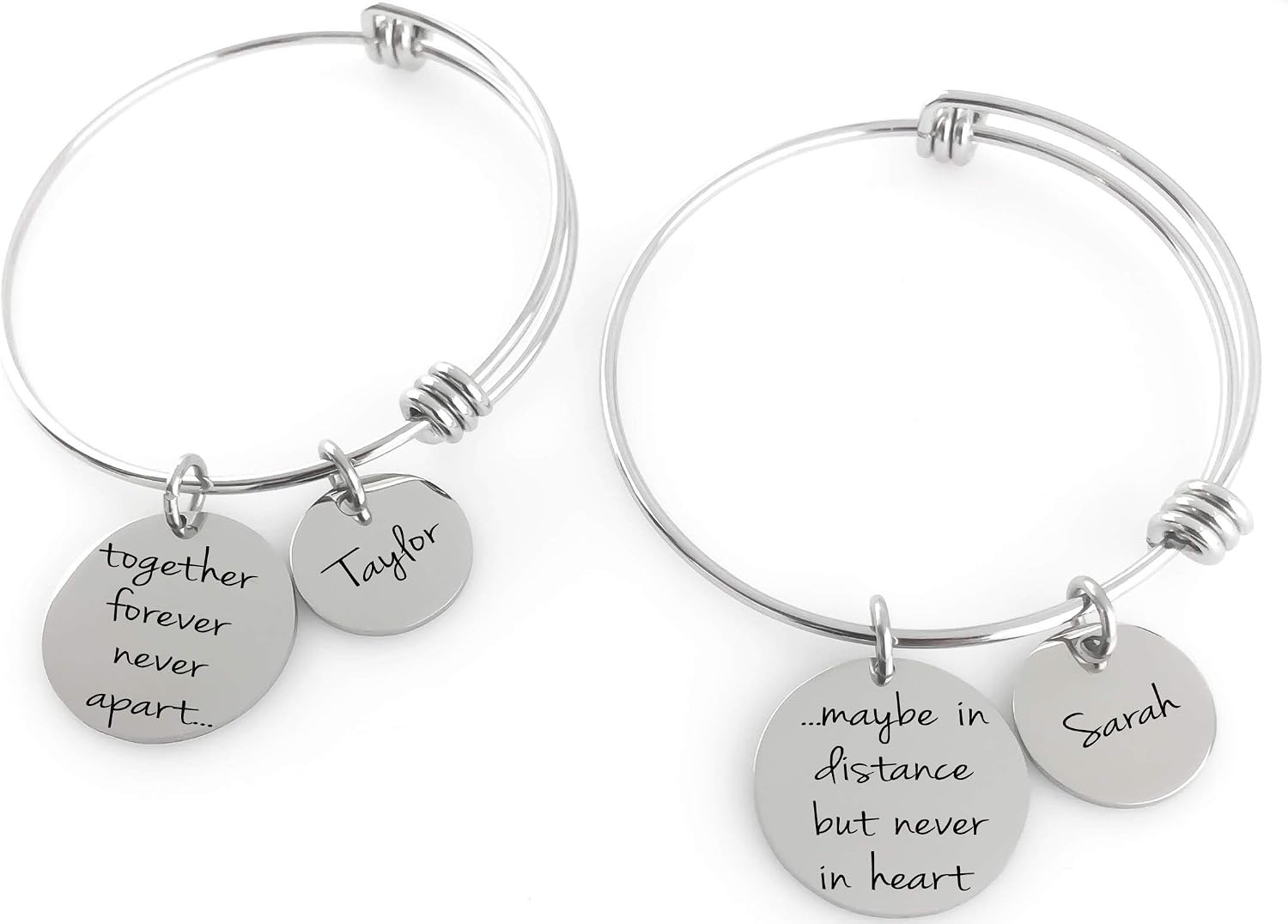 Bracelet Bangle Set (2) - together forever, never apart - maybe in distance but never in heart-