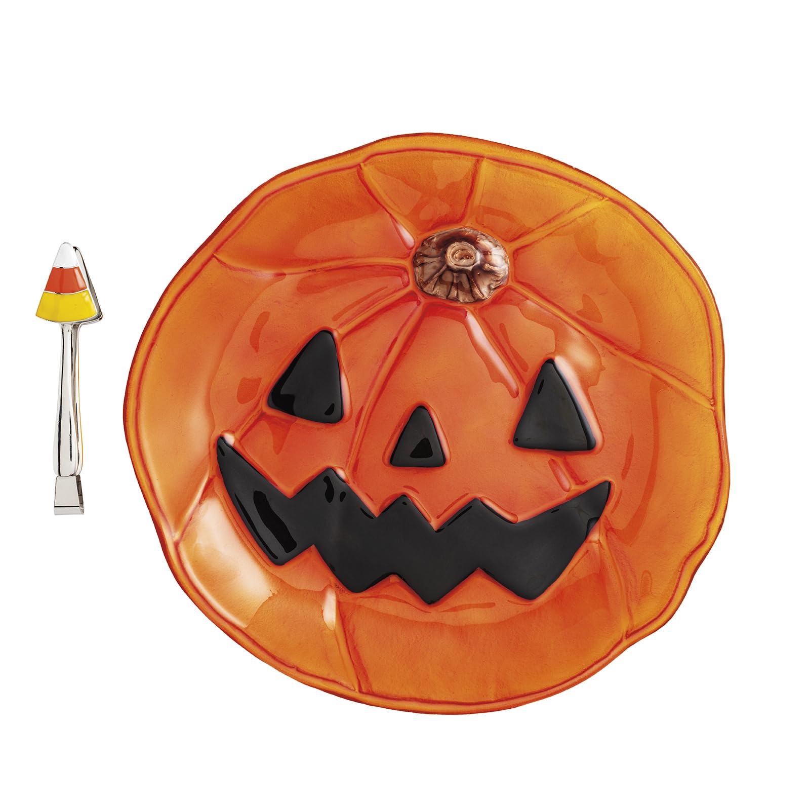 Plateau et épandeur en verre citrouille Mud Pie pour table Halloween
