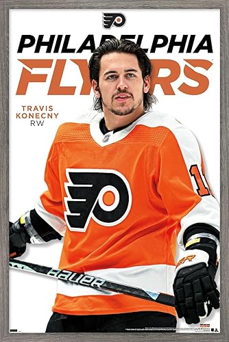Trends International NHL Philadelphia Flyers - Póster de pared Travis Konecny Feature Series 23, 22.4 pulgadas de largo x 14.7 W, versión enmarcada
