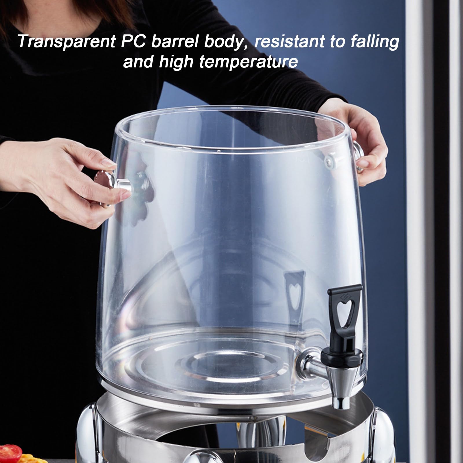 Cubo de jugo comercial de acero inoxidable, dispensador de bebidas frías de 12 litros con calefacción eléctrica para fiestas en el hogar y eventos