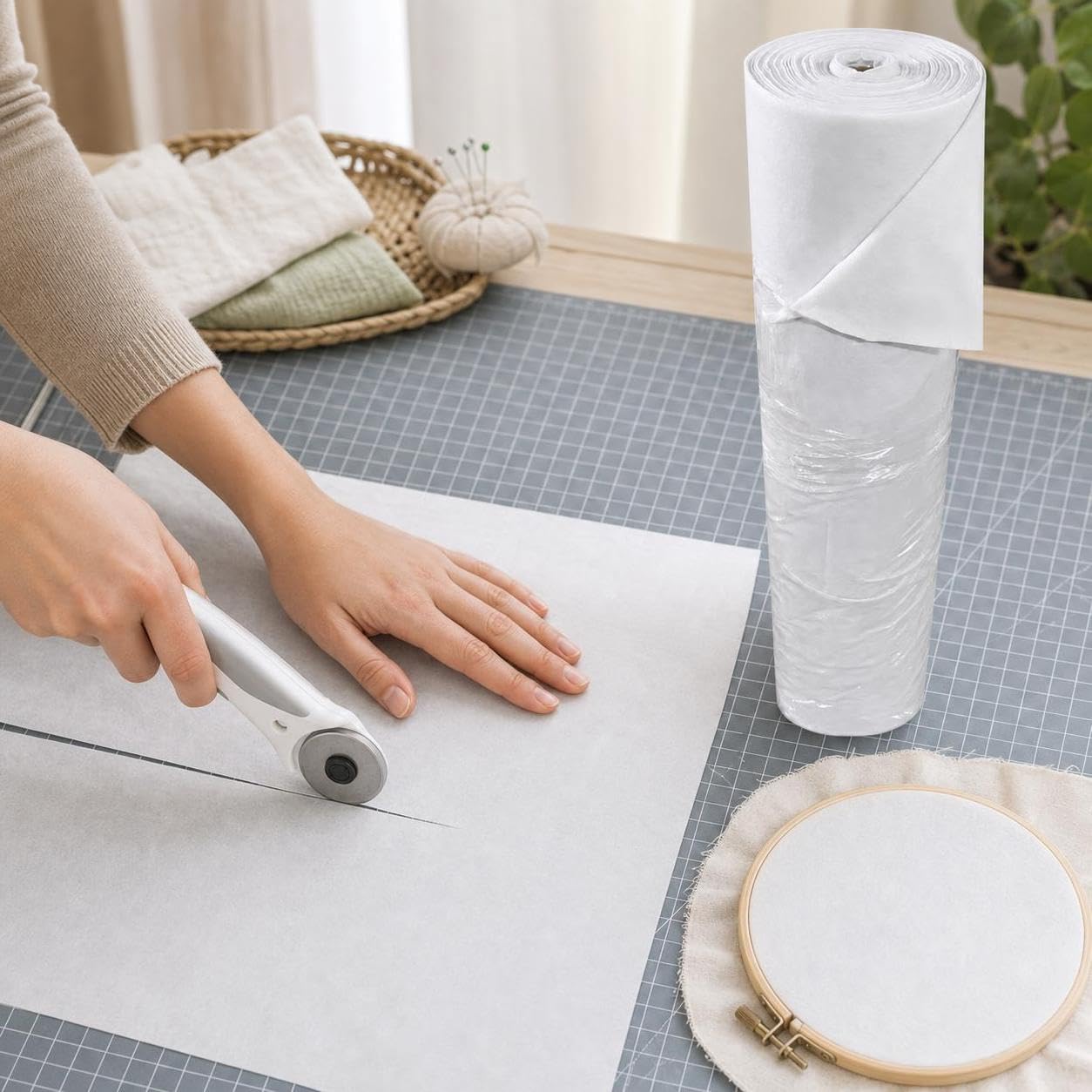 Vlieseinlage | Formstabile haftende Einlage für Nähprojekte, Textileinlage für DIY‑Bastelarbeiten, Taschen‑ und Kleidungszubehör