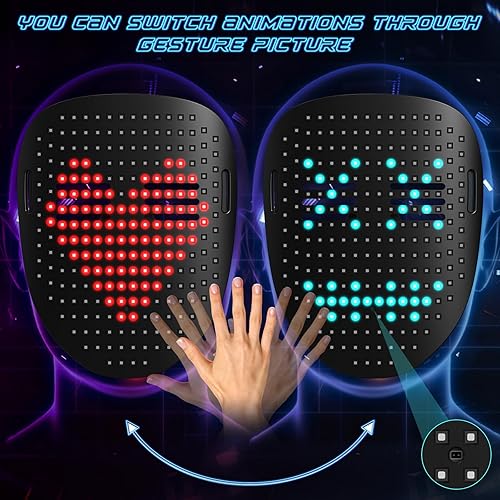 Miniatura 4 de Máscara LED con aplicación programable Bluetooth para regalo de cumpleaños, máscara transformadora de cara iluminada LED, máscara Boywithuke para