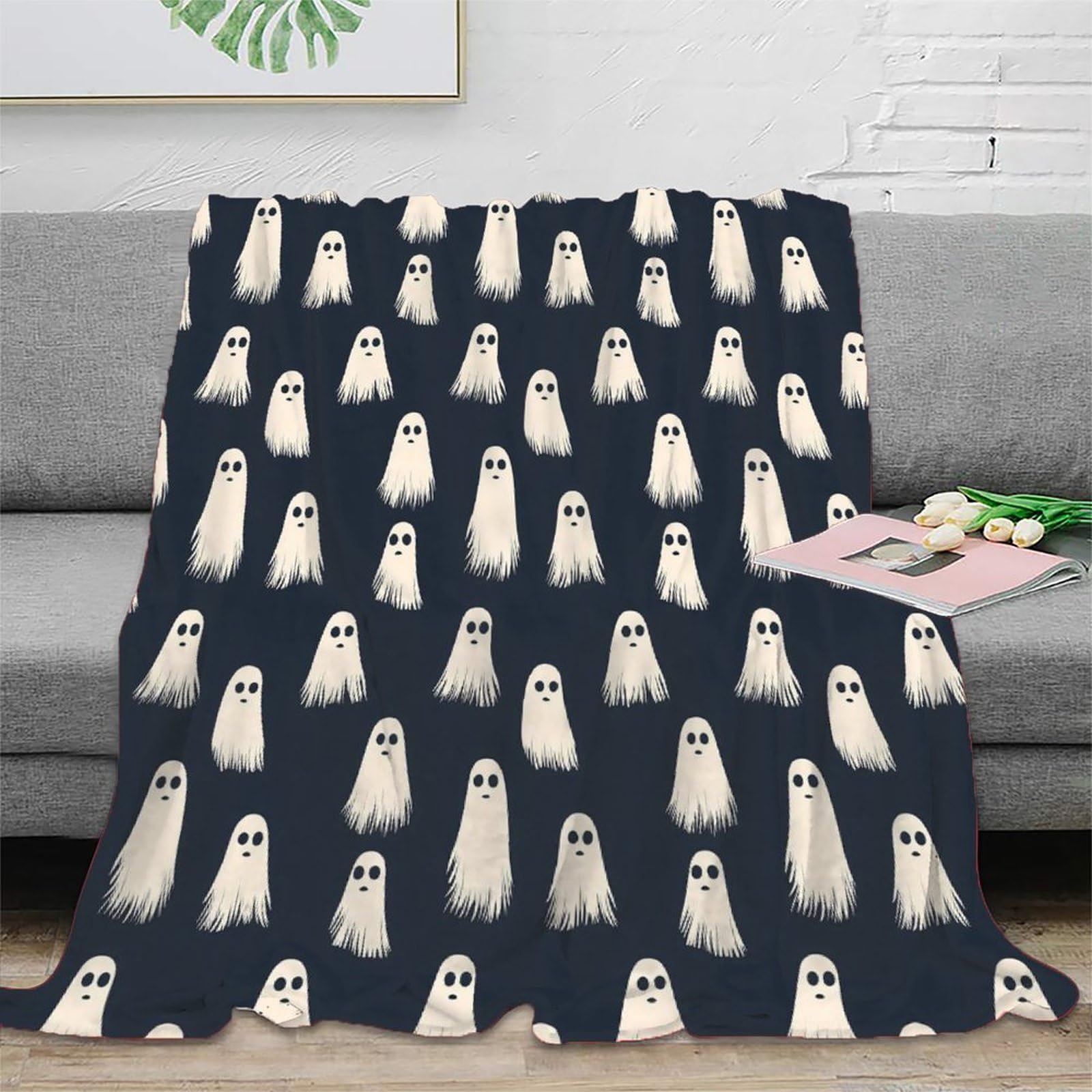 Plaid Halloween ghosts couverture polaire anti-froid et respirante pour lit enfant