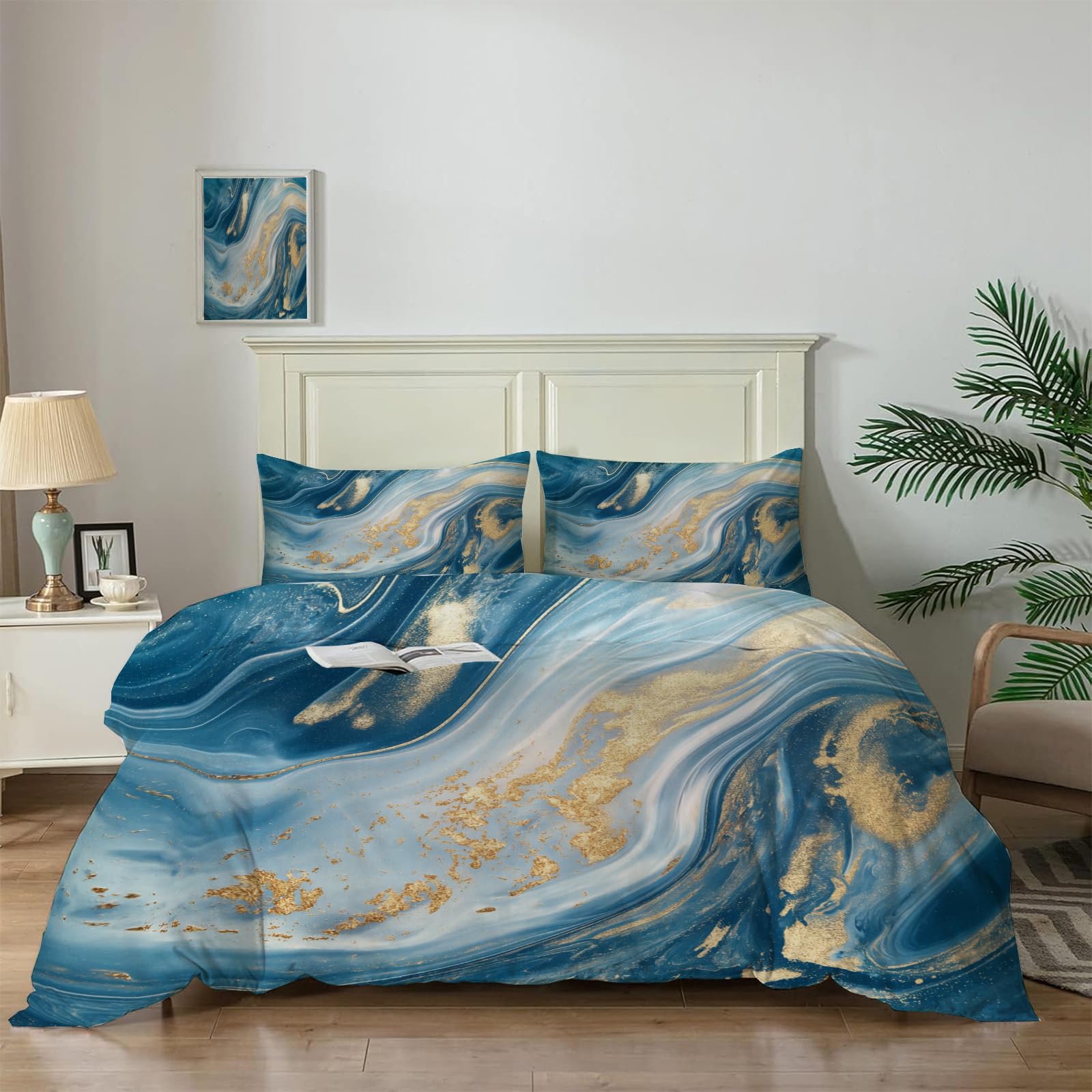 Housse de couette 140x200 bleu et or pour transformer votre chambre en suite parentale