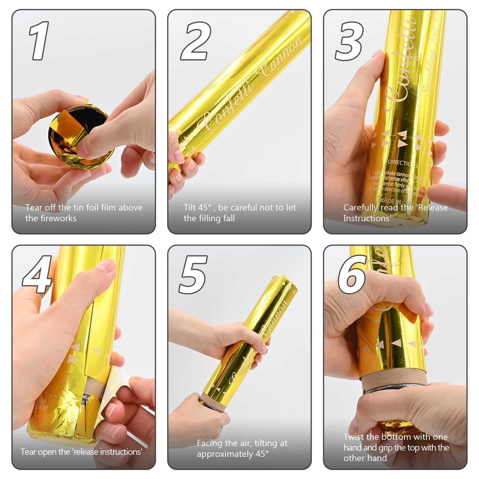 Konfettikanone, goldfarbene Konfetti-Popper, 30,5 cm, Luftschlangen, Kanone, Konfetti, goldene Party-Popper, Shooter, Großpackung für Hochzeit, Geburtstag, Abschlussfeier, Neujahrsfeier