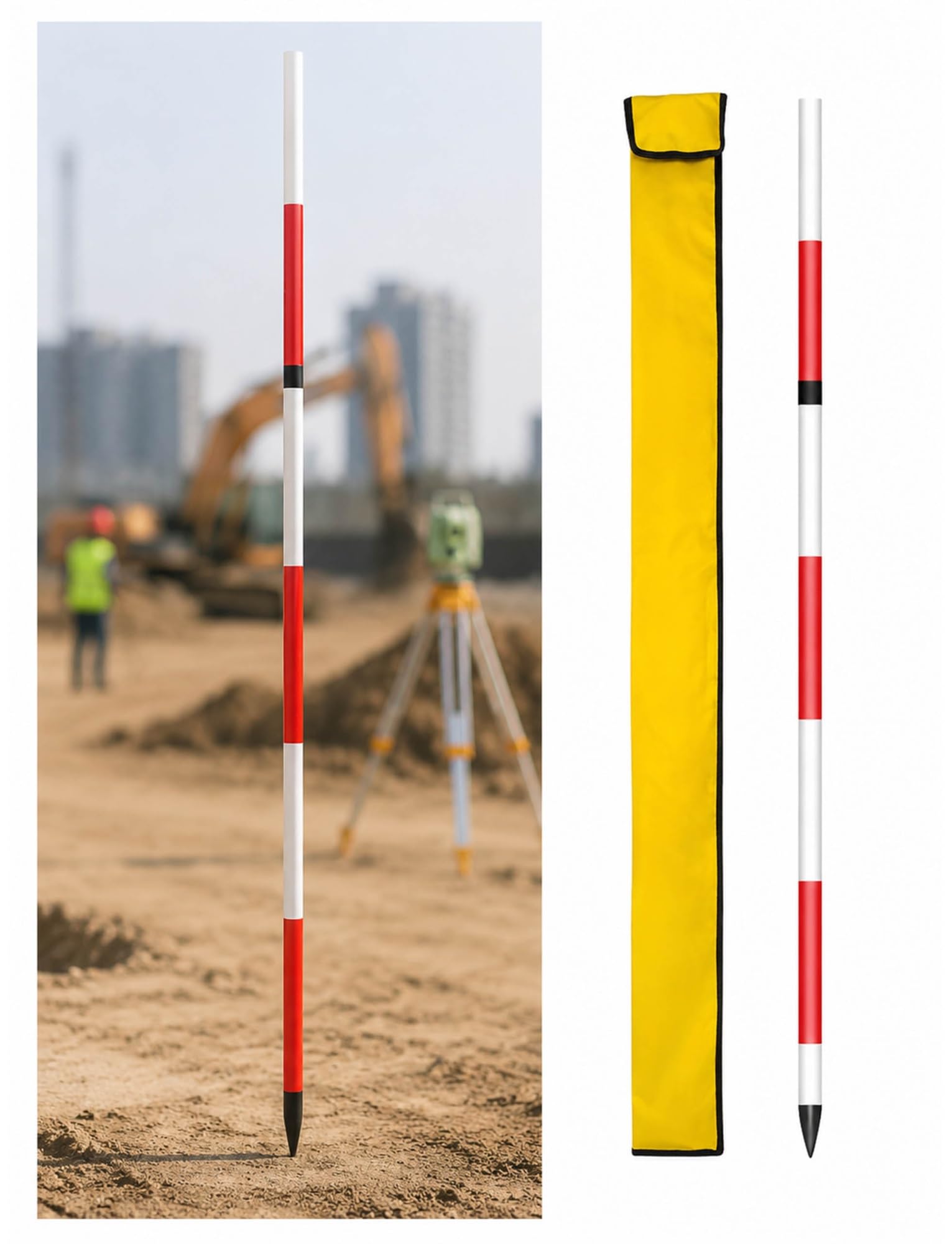Pértiga telescópica para topografía, Varilla de Aluminio Ligera para construcción y medición de elevación.