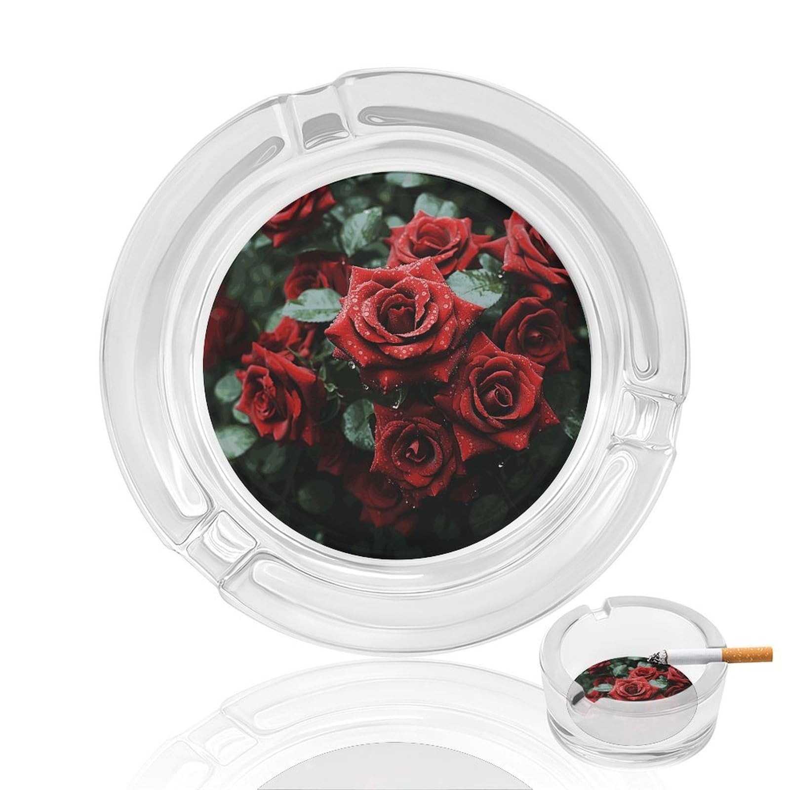 Cendrier pour la maison et bureau en verre rose rouge noir