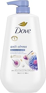 Dove Body Wash with Pump Anti-Stress Blue Chamomile & Oat Milk, for 24hr Lotion-Soft Skin Moisturizing Skin Cleanser with No Sulfates No Parabens 30.6 oz