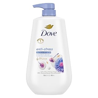 Dove Body Wash with Pump Anti-Stress Blue Chamomile & Oat Milk, for 24hr Lotion-Soft Skin Moisturizing Skin Cleanser with No Sulfates No Parabens 30.6 oz - Amazon product rated Grade A