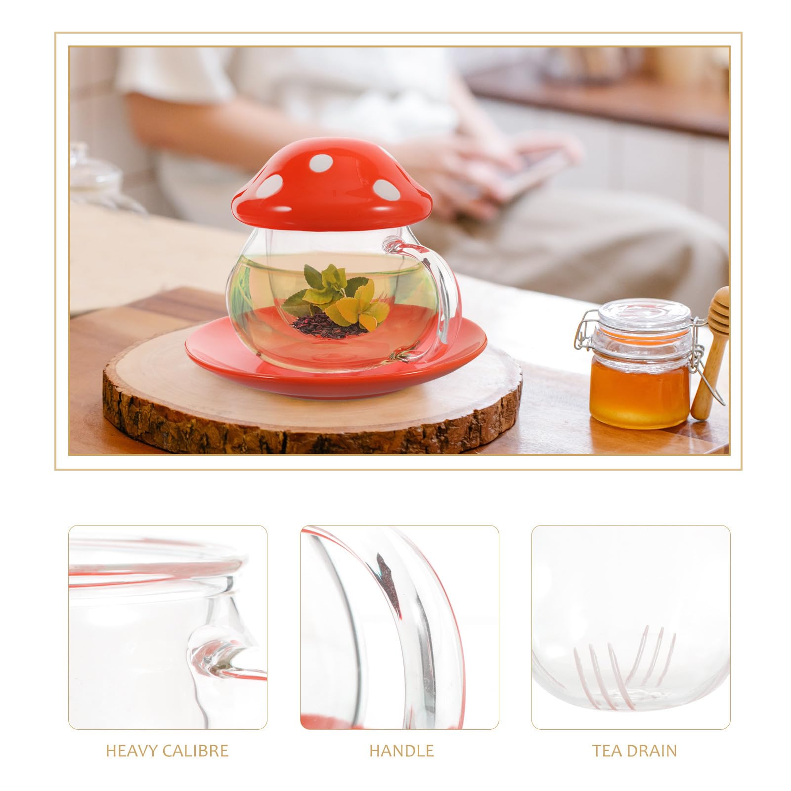 BESTOYARD Taza de Té de Vidrio Infusor y Asa Ergonómica para Hogar