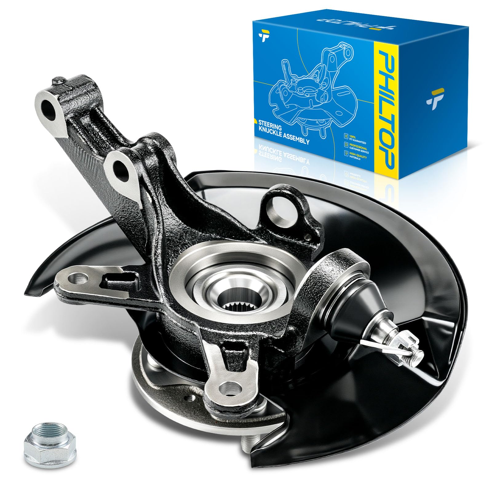 PHILTOP Front Left steering knuckle and hub assembly Compatible with Honda Civic 2002 1.7L,Driver Side