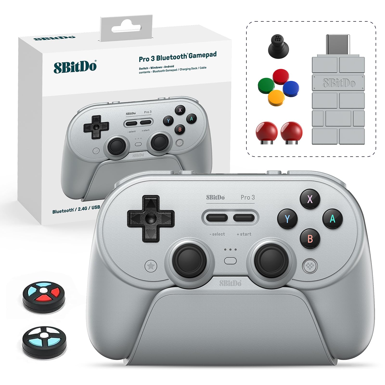 8Bitdo Pro 3 Bluetooth Controller with TMR Joysticks, Swappable