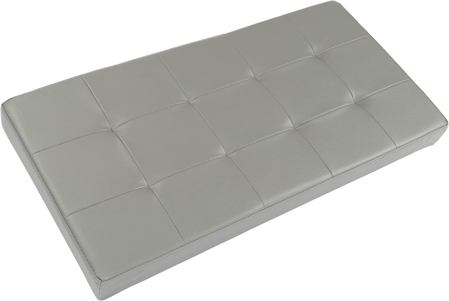 Lavish Home Storage Ottoman - 30-Inch Folding Faux Leather Footrest, Linen Chest, or Bench with Removable Divider for Living Room or Bedroom (Gray)