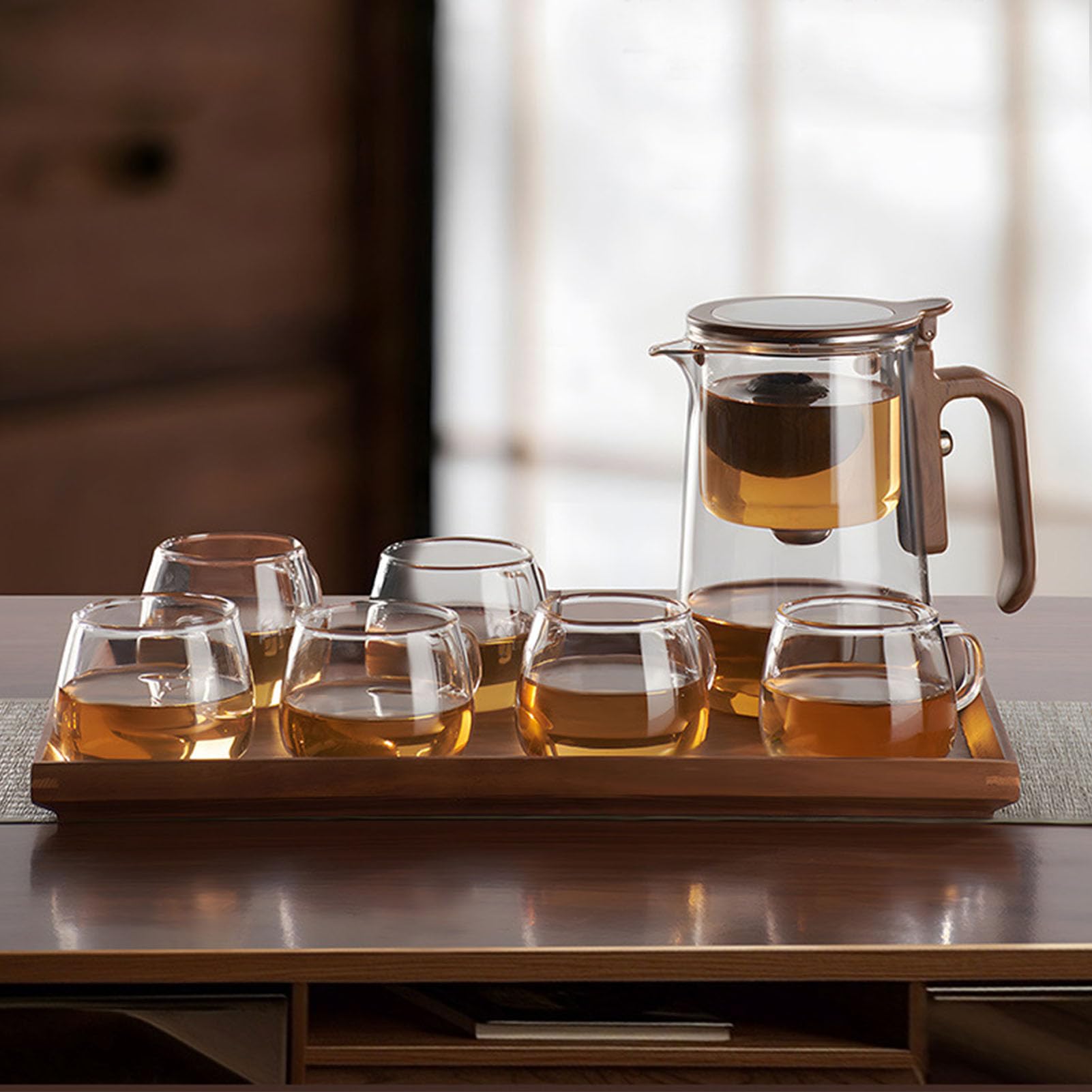Glas-Teekanne, Große Kapazität, Transparente Glas-Teekanne für Lose Blätter, Wassertrennungs- mit Herausnehmbarem Teesieb und Ergonomischem Griff für das Heimrestaurant (600 ml)