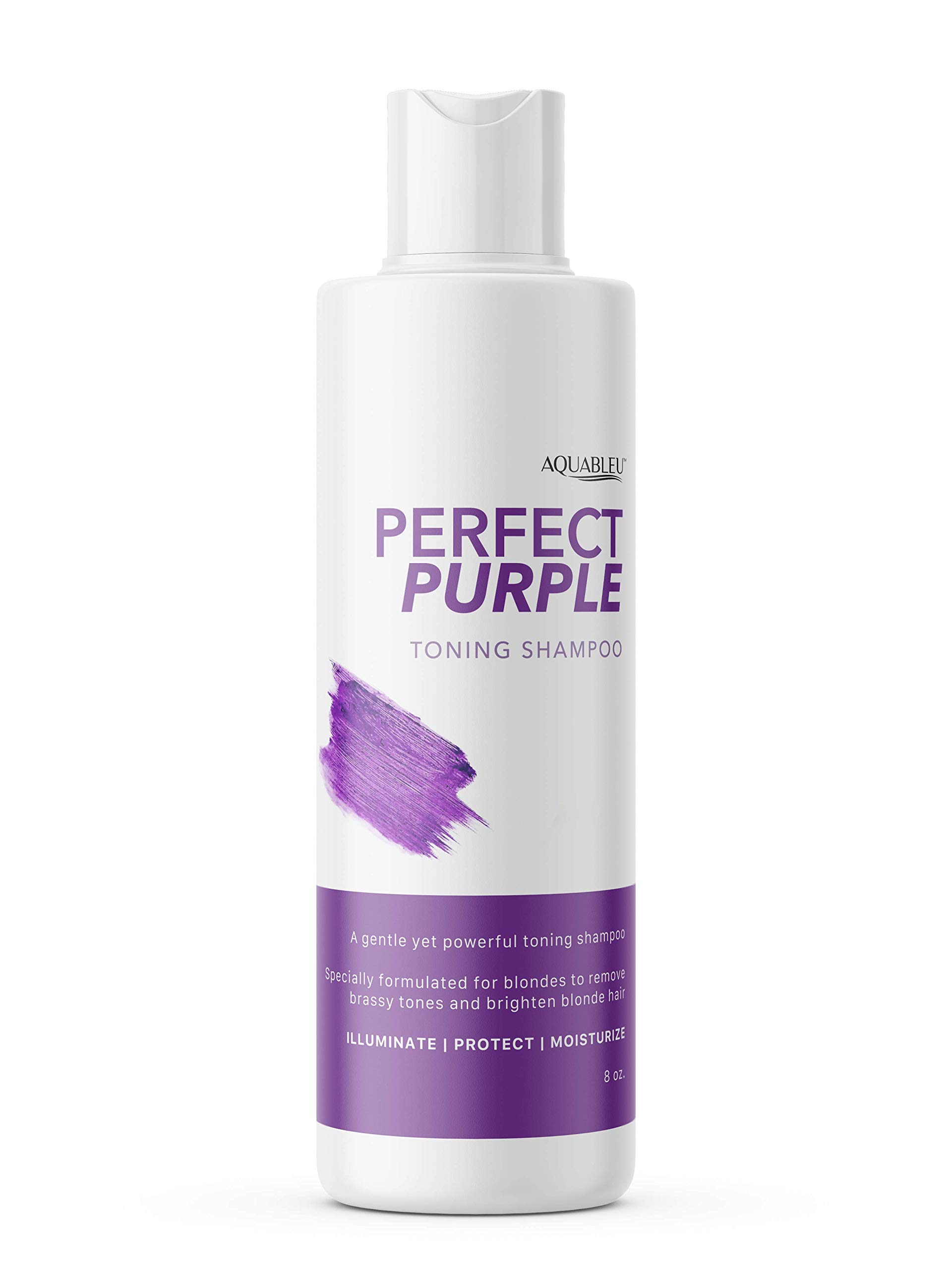 Aquableu Perfect Purple Shampoo – Toning Shampoo – Removes Brassy and Yellow Tones – For Grey, Blonde, Bleached, &Highlighted Hair – Deeply Nourishing and Illuminating – 8oz