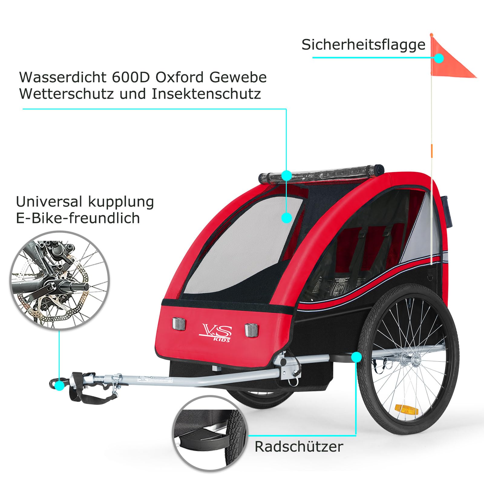 Tiggo VS 2 in 1 Kinderanhänger Fahrradanhänger Anhänger mit Buggy Set Jogger 50202