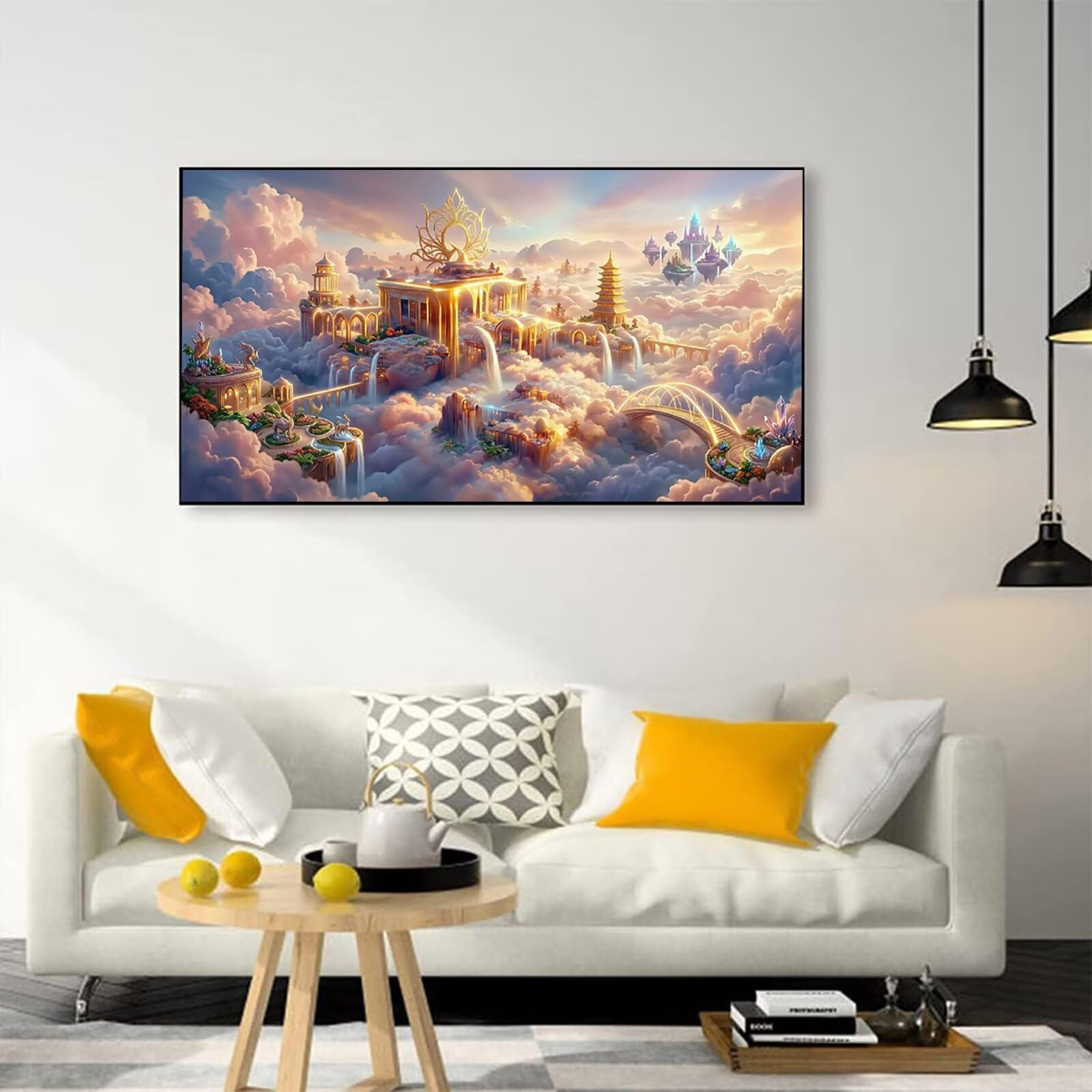 Haft diamentowy pełny zestaw duży rozmiar 60 x 120 cm, zamek diamentowy obraz dla dorosłych XXL obraz diamentowy krajobraz 5D DIY pełny kryształ górski haft krzyżykowy, dekoracja ścienna do domu C6