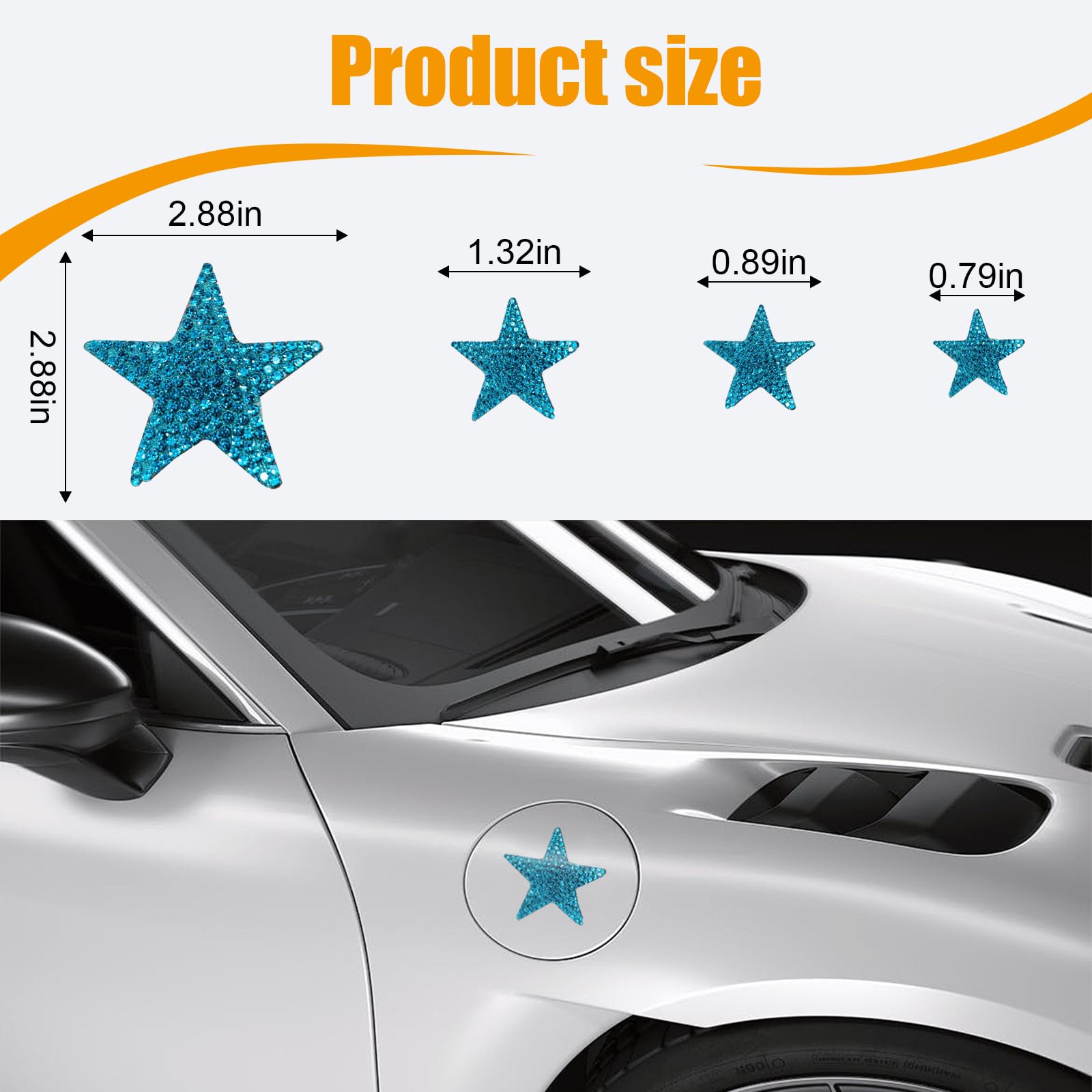 8 Pcs Crystal Car Decals - Bling Rhinestone Star Stickers Self-Adhesive For Cars, Windows, Laptops, Luggage