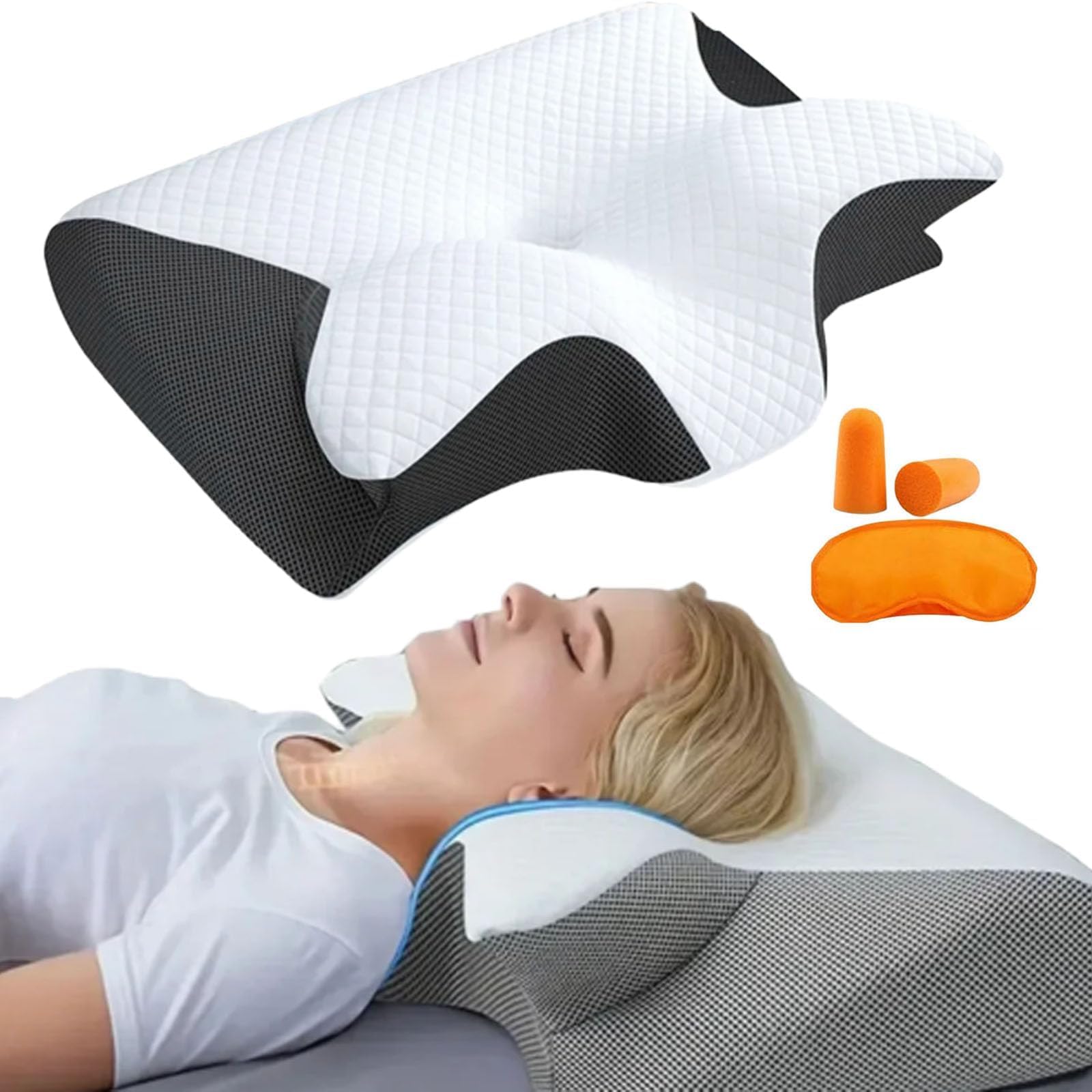 Oreiller Apnée du Sommeil,Oreiller Anti Ronflement Et Apnée Positionnelle,Ergonomique Mousse À Mémoire De Forme Oreillers,pour Dormeurs De Côté, De Dos Et sur Le Ventre3 (Noir)