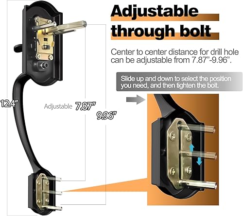 Miniatura 3 de Manija de puerta delantera, manija de puerta exterior, manija de puerta de entrada con palanca reversible, manija de puerta ajustable, manija de