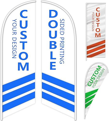 Miniatura 8 de Bandera de plumas personalizada, banderas publicitarias de poliéster para exteriores, letreros personalizados de doble cara, 65.35 x 29.53 pulgadas,
