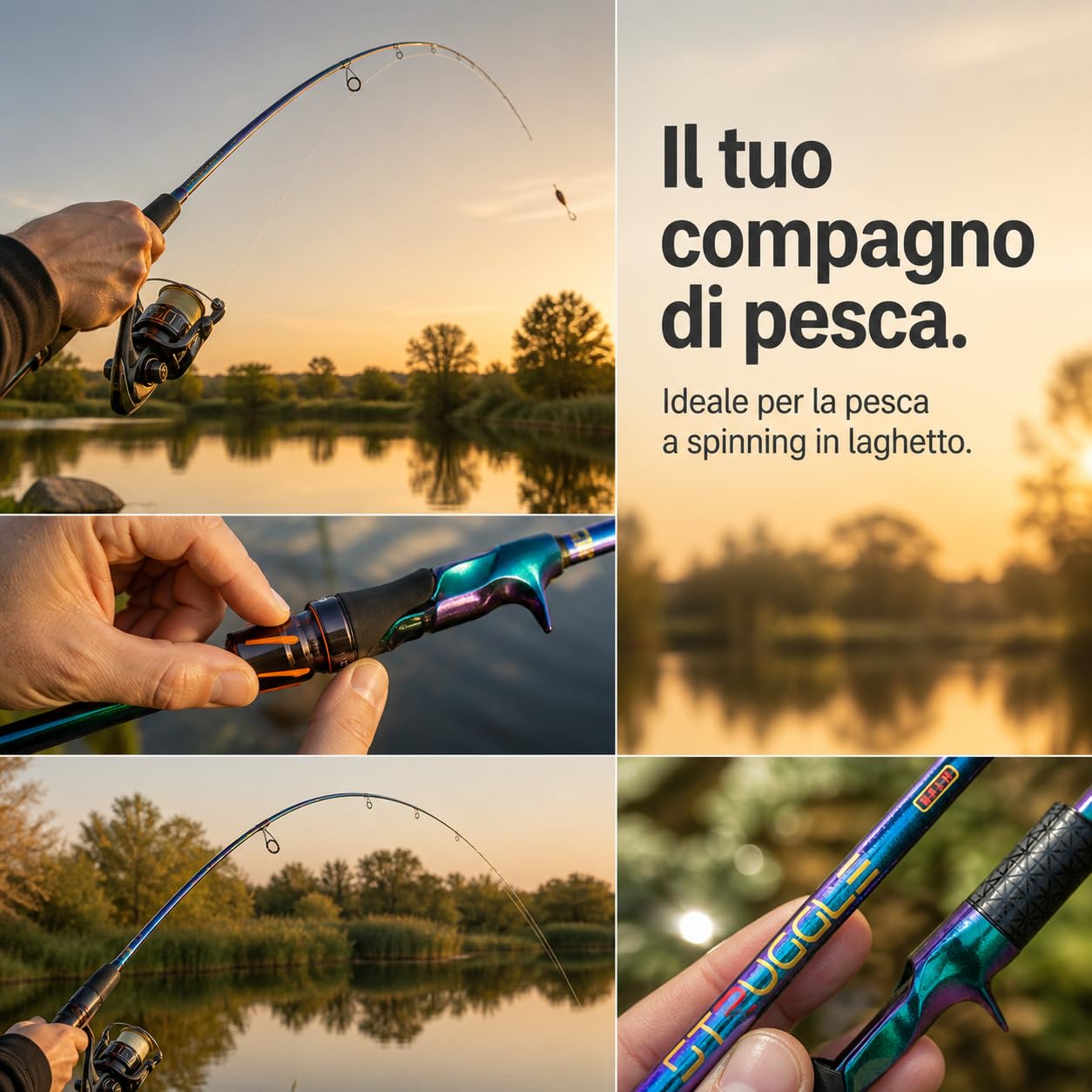 Canna da Pesca Lure Rod Composito | composito fibra carbonio | impugnatura integrata | vernice squame drago | per sport | per outdoor