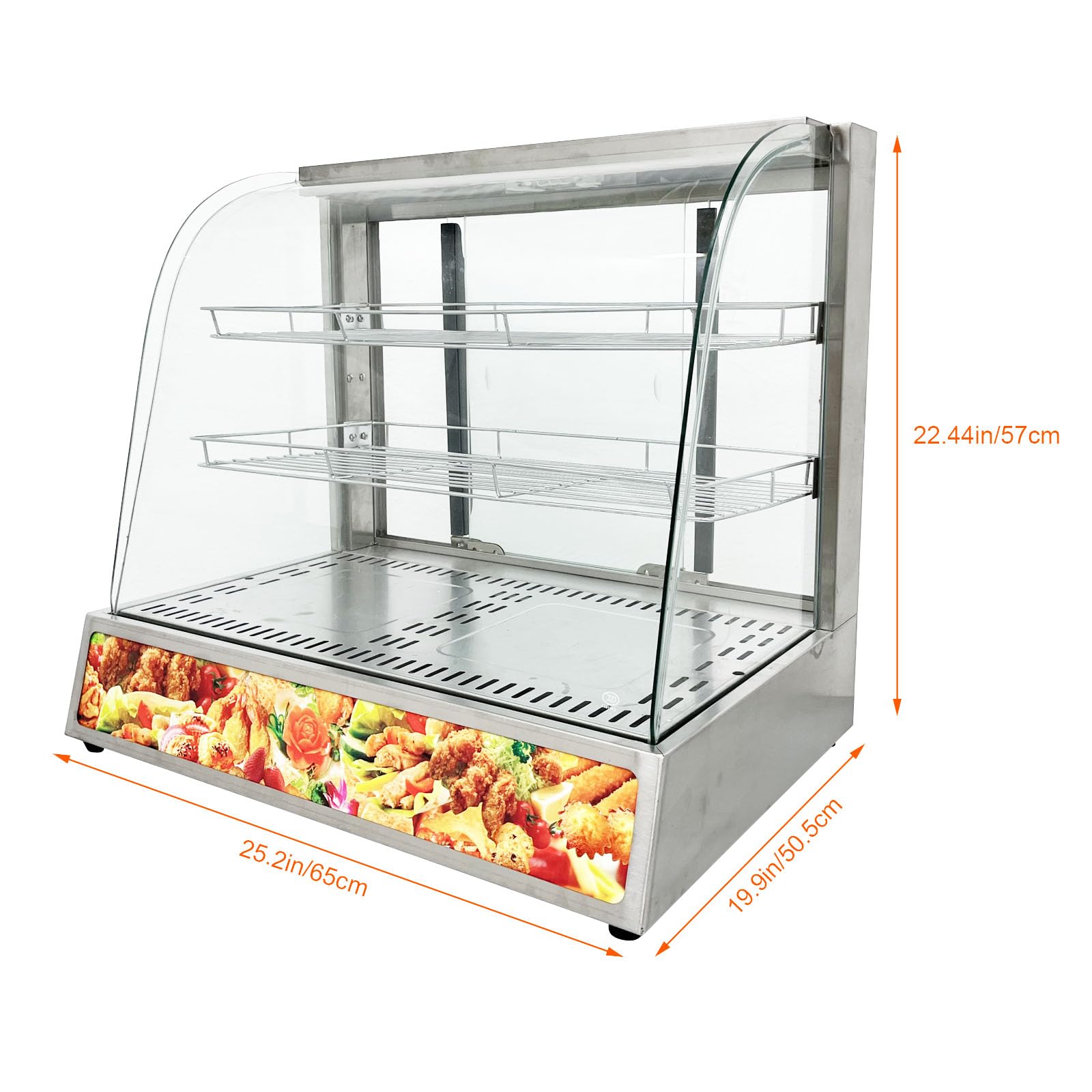 Banfluxion 500W 110V Commercial Food Warmer Display 3-Tier Countertop Food Pizza Pastry Warmer Countertop Pastry Warmer with 3D Heating LED Lighting and Removable Shelves Glass Door