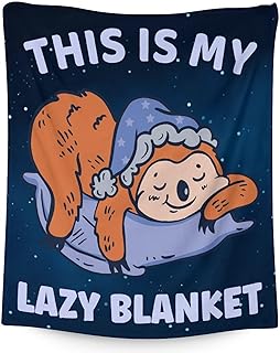 Mercuryelf Sloth Throw Blanket - Soft, Fuzzy & Warm - 50x60 Inches Flannel Blankets for Living Room, Sofa - Dark Blue Cute Throws Gift for Teens