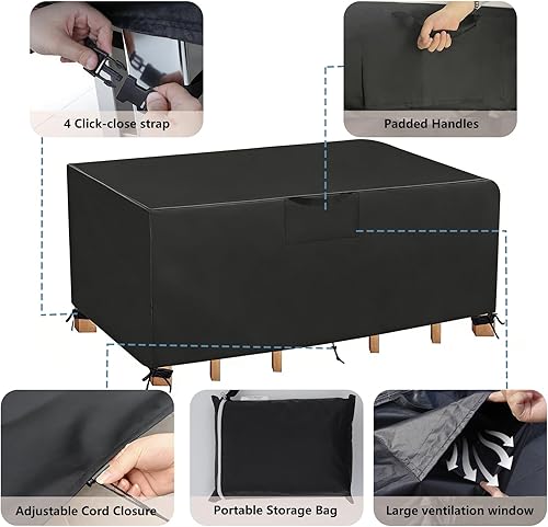Miniatura 6 de Patio Furniture Covers, Outdoor Furniture Cover Waterproof, Outside Table and Chair Covers, Heavy Duty Oxford Patio Table Cover, Fundas Para Sillas
