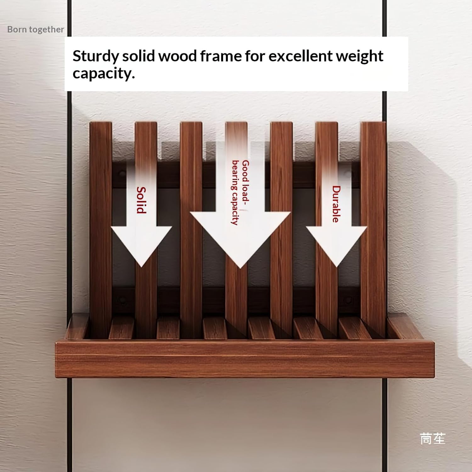 Solid Wood Wall-Mounted Bedside Shelf, Foldable Floating Narrow Table, Creative Slatted Design for Bedroom (White)
