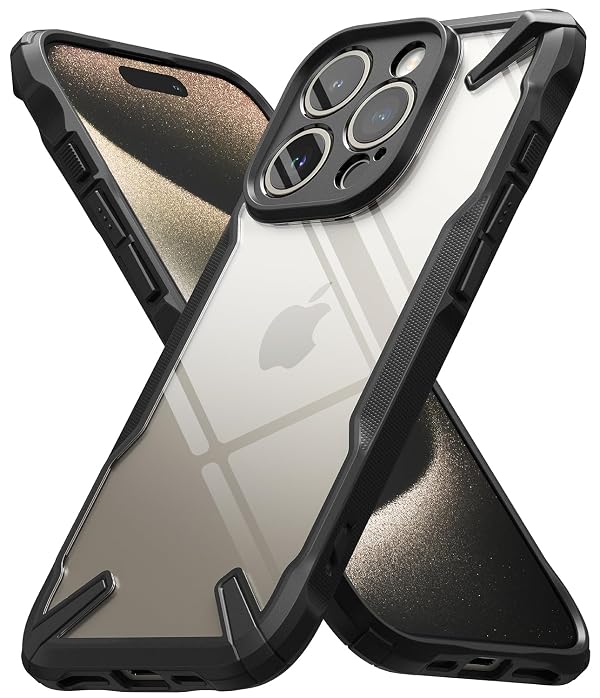 Ringke Fusion-X [Anti-Scratch Dual Coating] Compatible with iPhone 15 Pro Max Case, Augmented Bumper Heavy Duty Rugged Shockproof Protective Phone Cover with Camera Protection - Black by Ringke - Used condition - CA$8.99