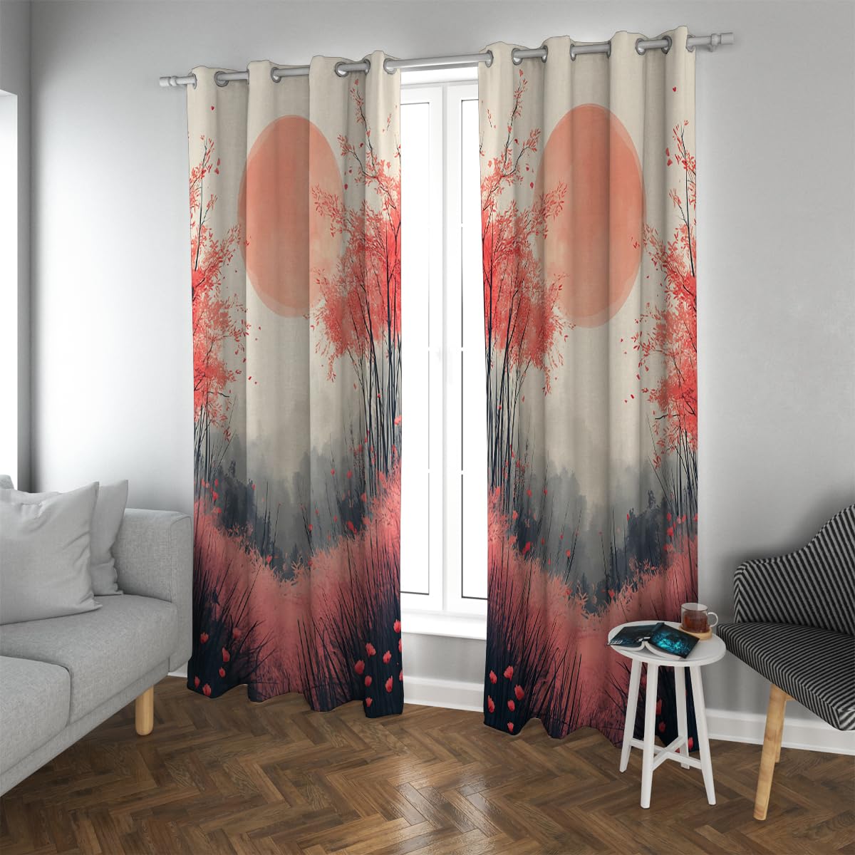 Rideaux occultants fleurs roses 2x140x214cm pour un sommeil réparateur