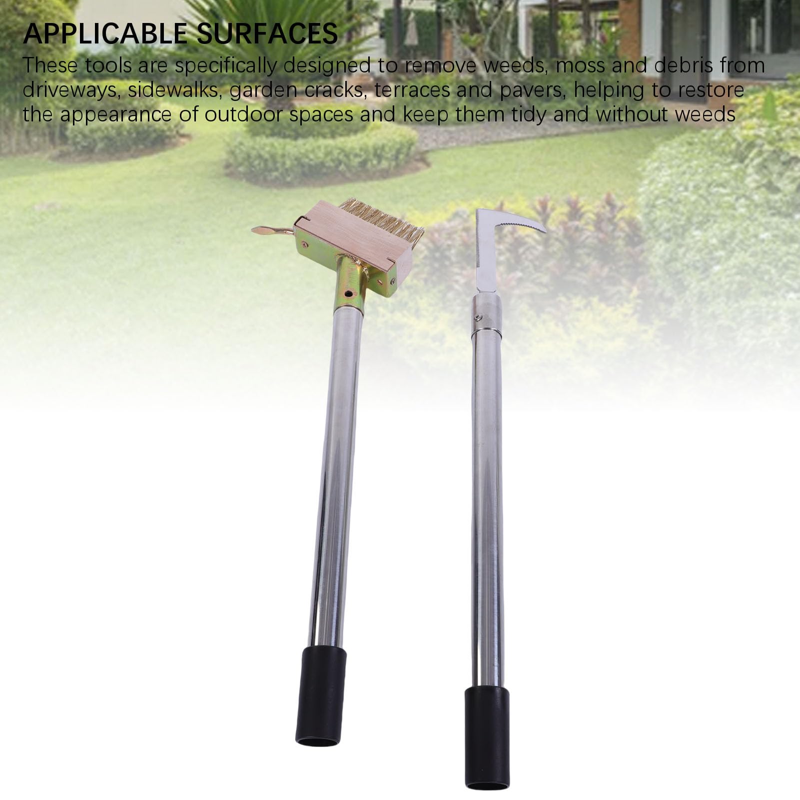 Set di Attrezzi per Sarchiatore con Impugnatura Regolabile, Doppi Strumenti in Acciaio Inossidabile per la Rimozione del Muschio su Terrazze e Vialetti del Giardino