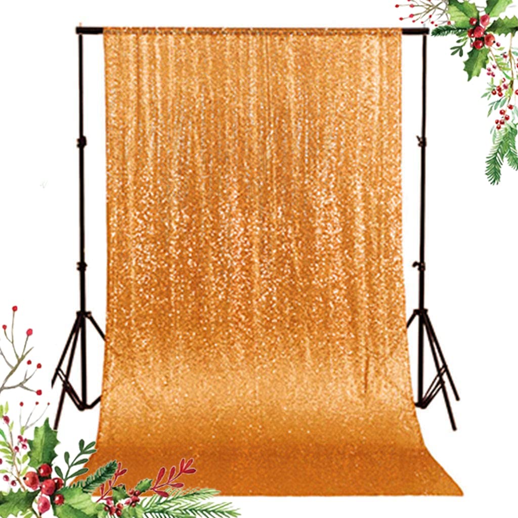 ShinyBeauty Gold Sequin Backdrop 2x8FT - Glitter Photography Backdrop with Rod Pocket for Weddings, Baby Showers & Studio Shoots | Reusable Sparkly Party Curtain