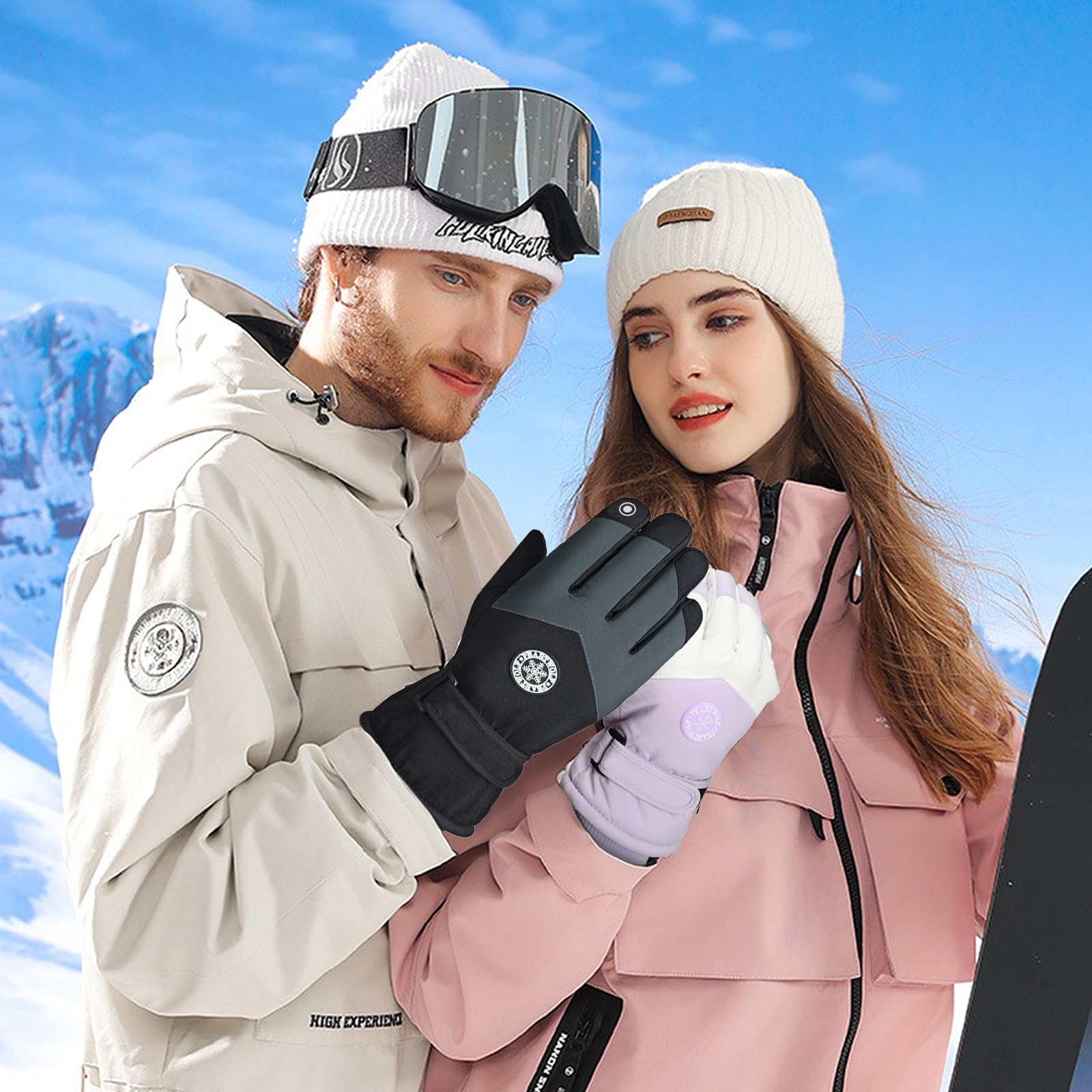 GEEKEO Guantes Térmicos Impermeables Antideslizantes a Prueba de Viento con Pantalla Táctil para Esquí y Nieve