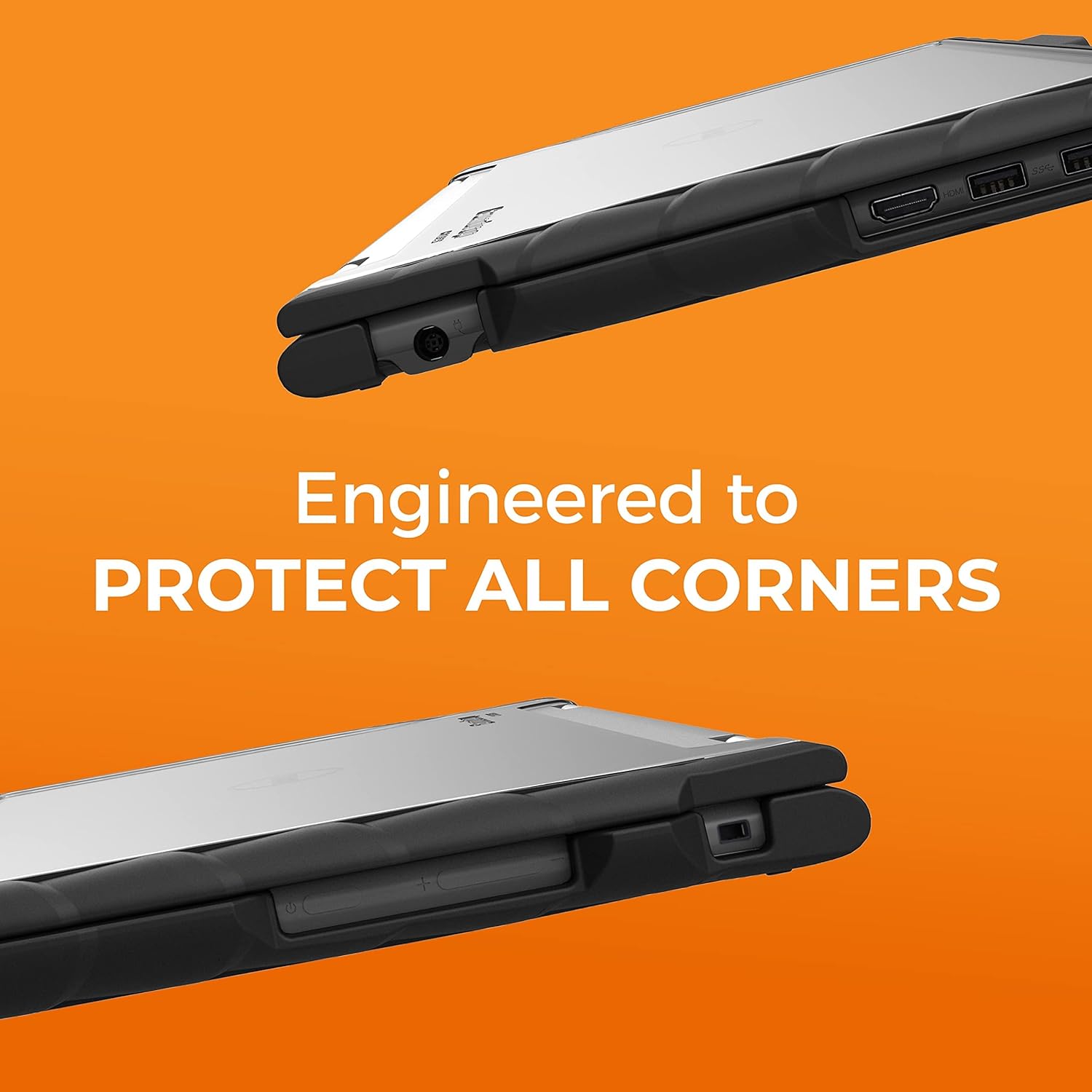 Gumdrop DropTech Custom Case Dell Latitude 3190 11 inch (2-in1) - Drop Tested Protection, Rubberized Thread on Sides, Seamless Asset Tagging, Snap in Installation for School or Work - Black