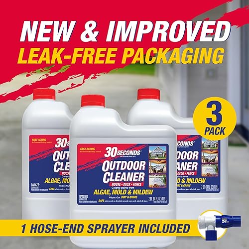 Miniatura 3 de 30 Seconds Limpiador de exteriores Limpia las manchas de musgo y algas de la casa, revestimiento de vinilo, terraza, patio, valla, 3 botellas