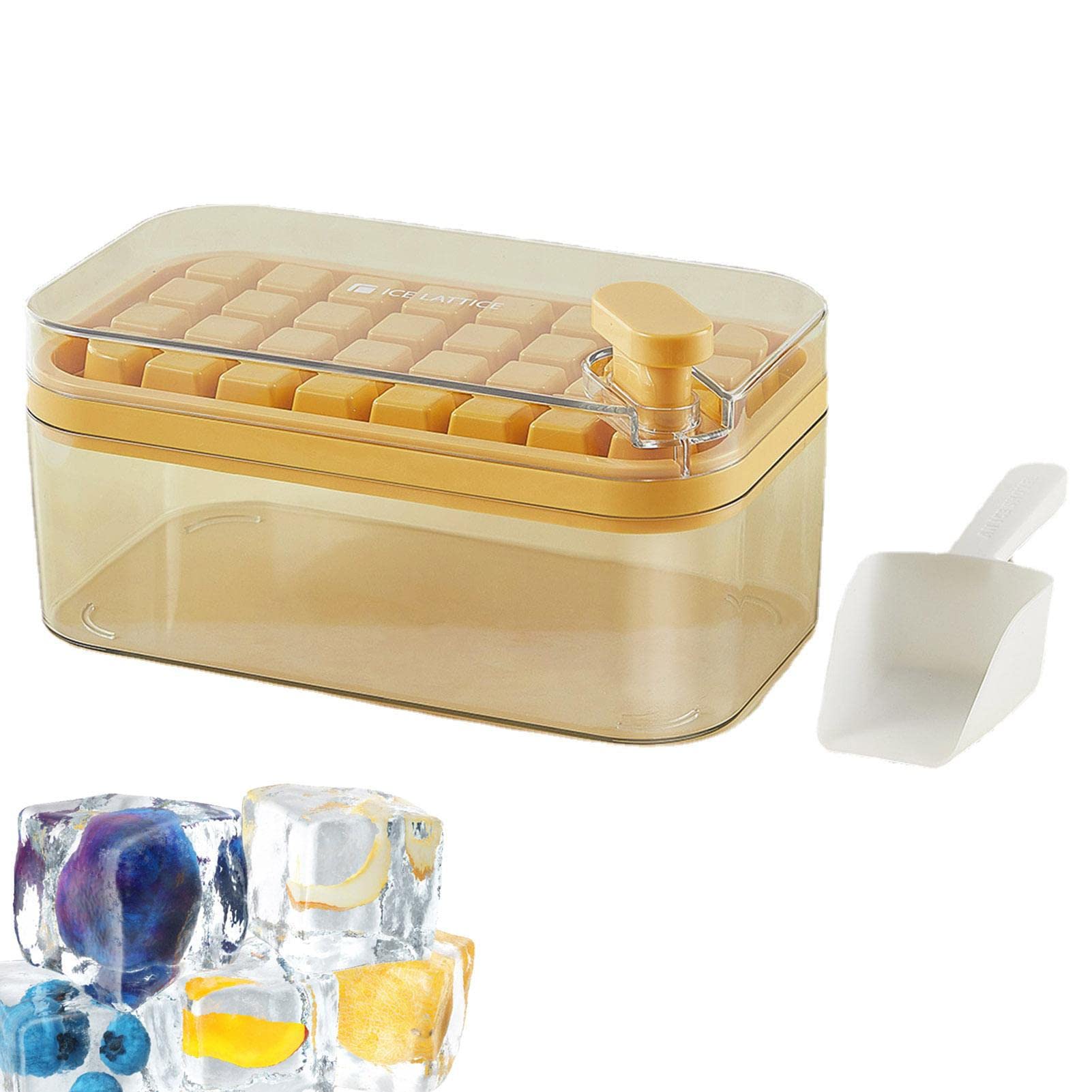 Ice Lolly Eiscreme-Form, Eiswürfelform mit Deckel – Aker Silikon Eiswürfel mit 32 Rastern leicht zu lösen, Eis-Eiswürfelform ini stapelbar aking Ice Chilling Cocktail Whisky Tee Kaffee (Color