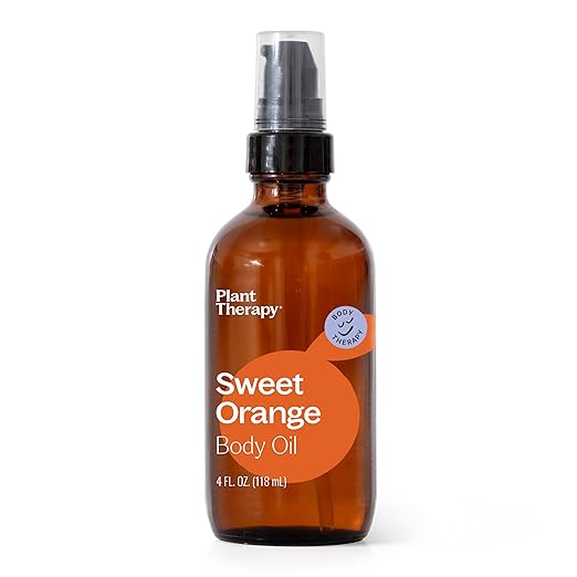Plant Therapy Sweet Orange Body Oil 4 oz Uplifting & Mood-Boosting Scent, Made with only Two All-Natural Ingredients, Hydrates & Nourishes Skin
