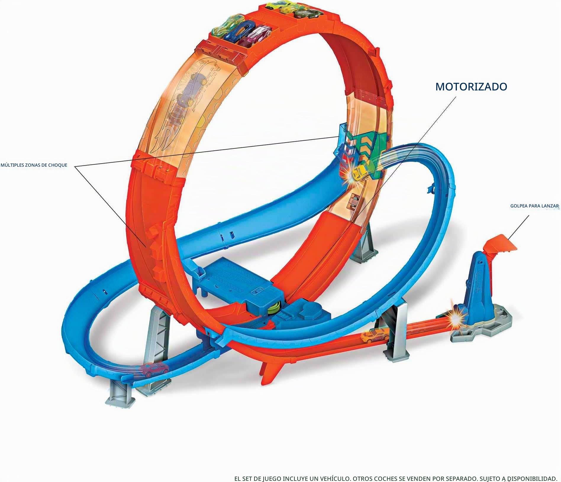 Hot Wheels Looping caos Pista de coches de juguete, incluye 1 vehículo die-cast (Mattel HCB00)