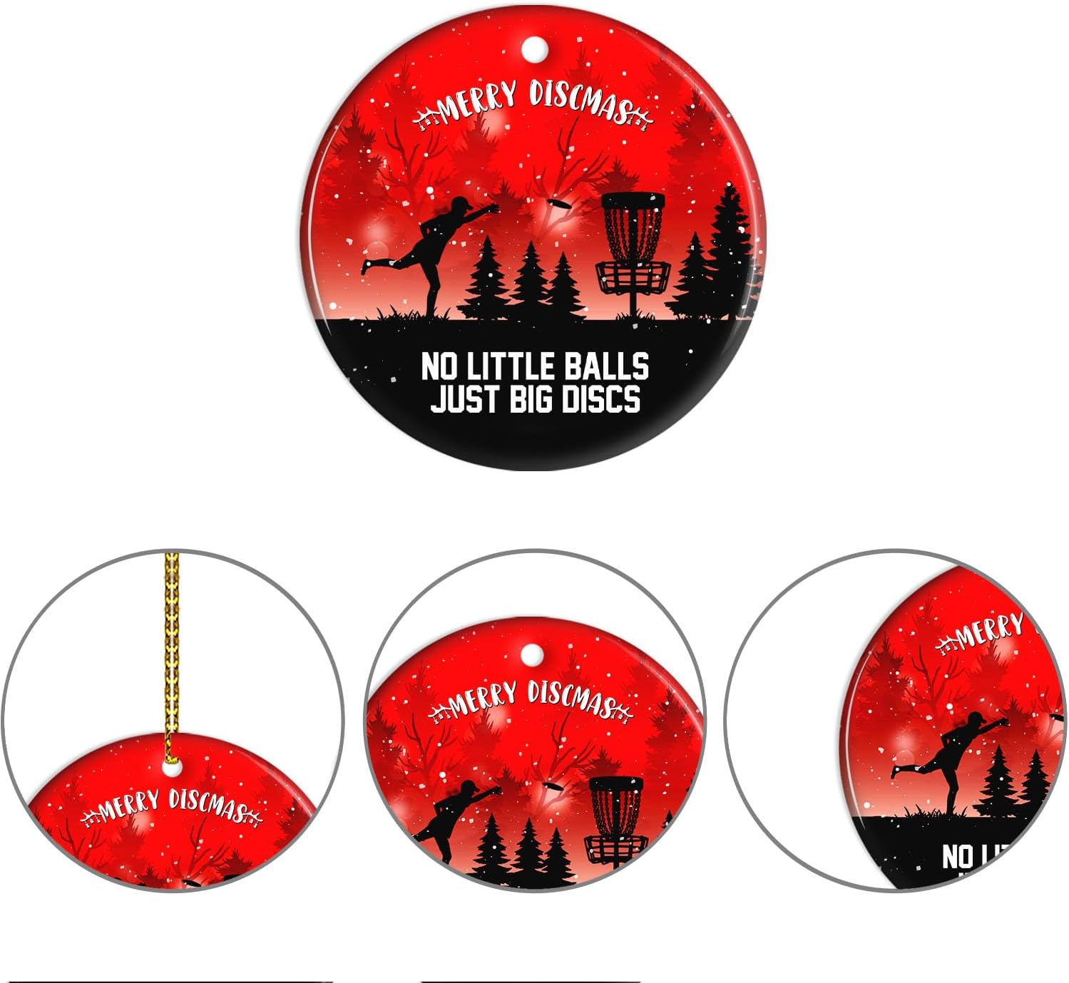 Disc Golf Christmas Ornament 2025, Funny Frisbee Golf Tree Decoration for Men, Players, Dad Ceramic Xmas Ornaments, Stocking Stuffer for Disc Golf Lovers & Friends, Holiday Décor, Gift Box Included - Image 4