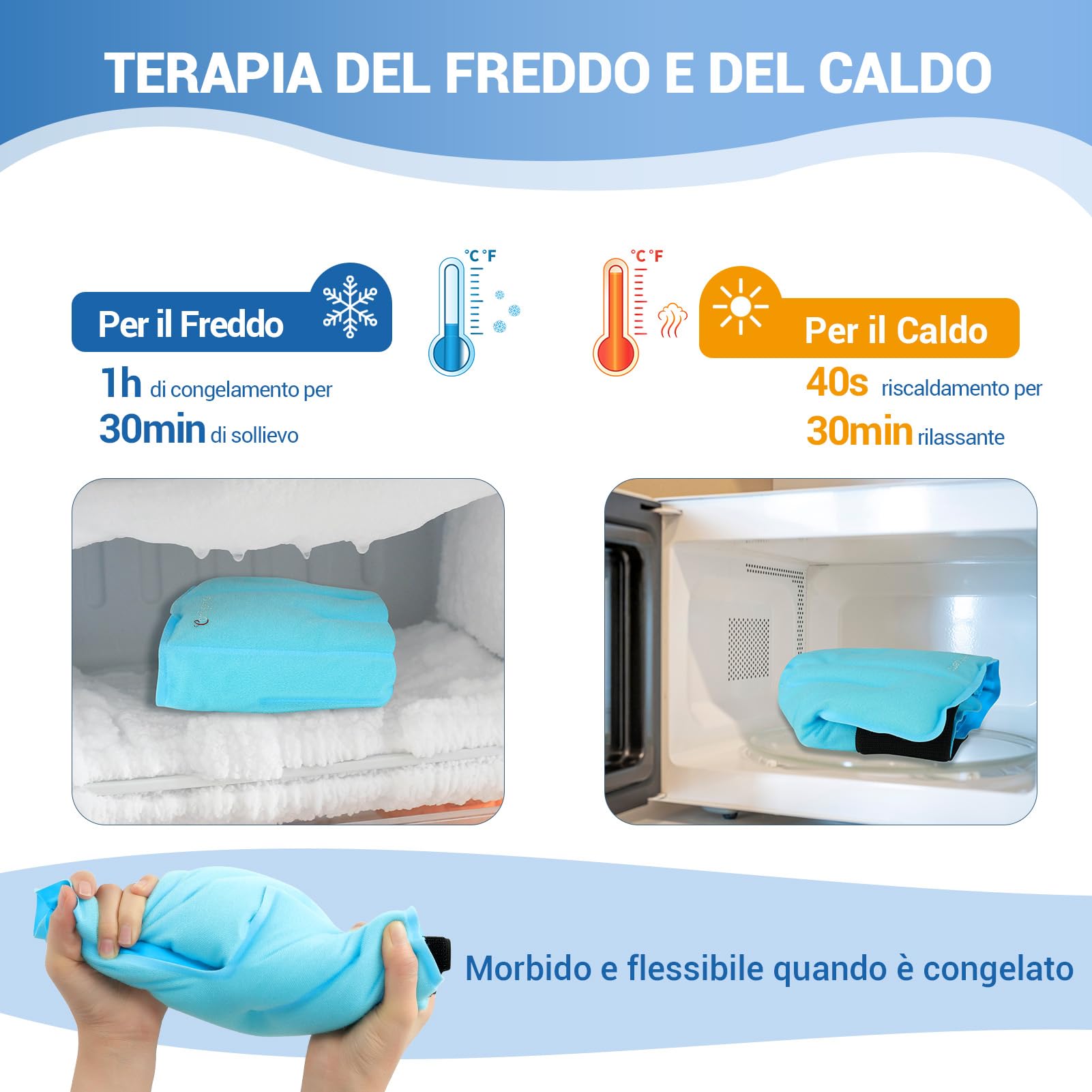 Comfytemp Grande Impacco di Ghiaccio per Caviglia e Piede per Alleviare il Dolore, Terapia Calda e Fredda per Fascite Plantare, Distorsione della Caviglia, Gonfiore, Tendinite d'Achille, 1 Unità