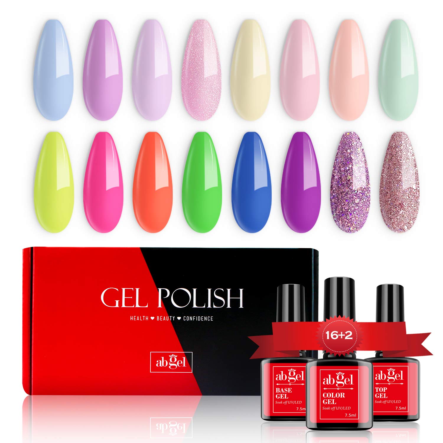 1 X Brand New AB Gel Nail Polish Set 16 Colors Neon Gel Polish Set Wi