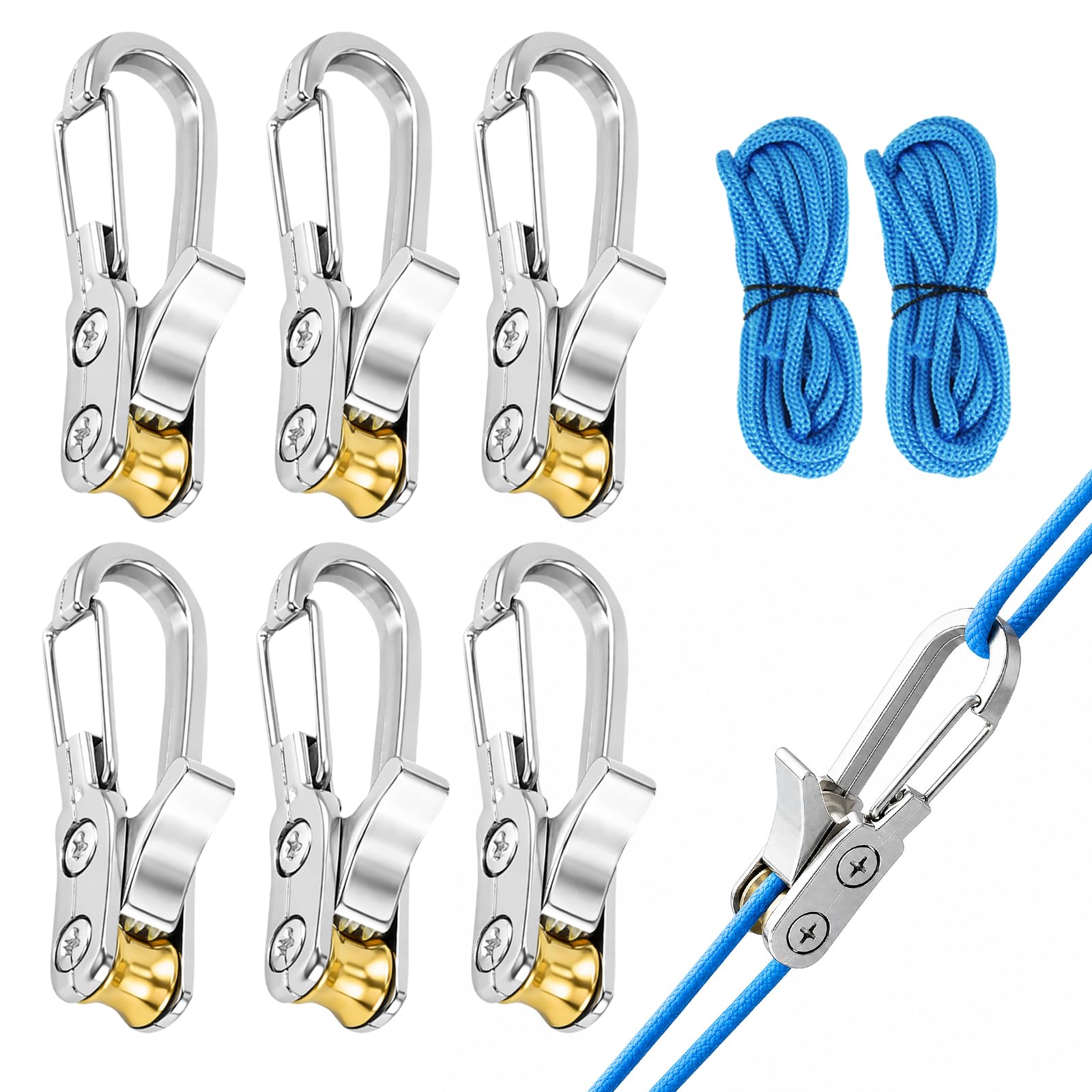 Xinjieda 6Pcs Rope Tightening Brass Fitting For Camping Hiking Boats